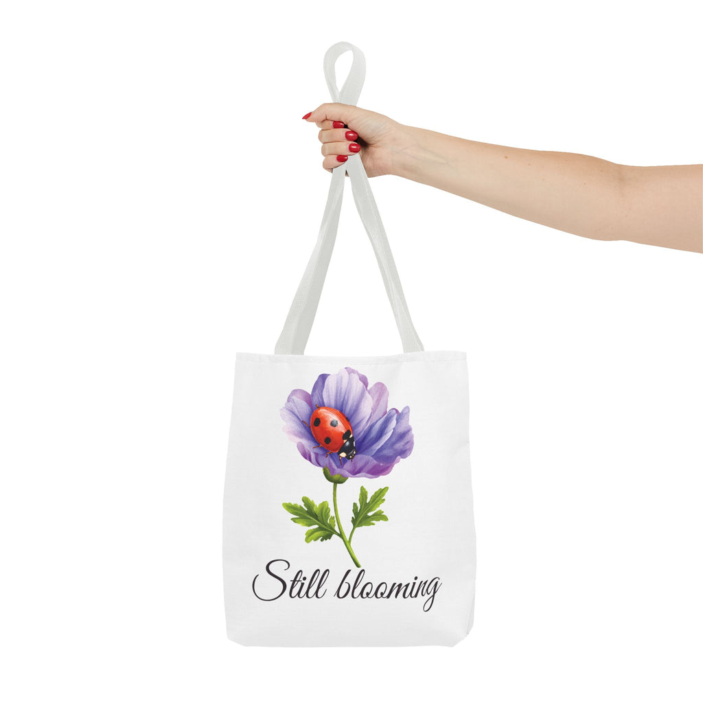 Still Blooming Tote Bag, Aesthetic Canvas Tote Bag, Cute Everyday Bag, Floral Ladybug Tote, Soft Life Gift