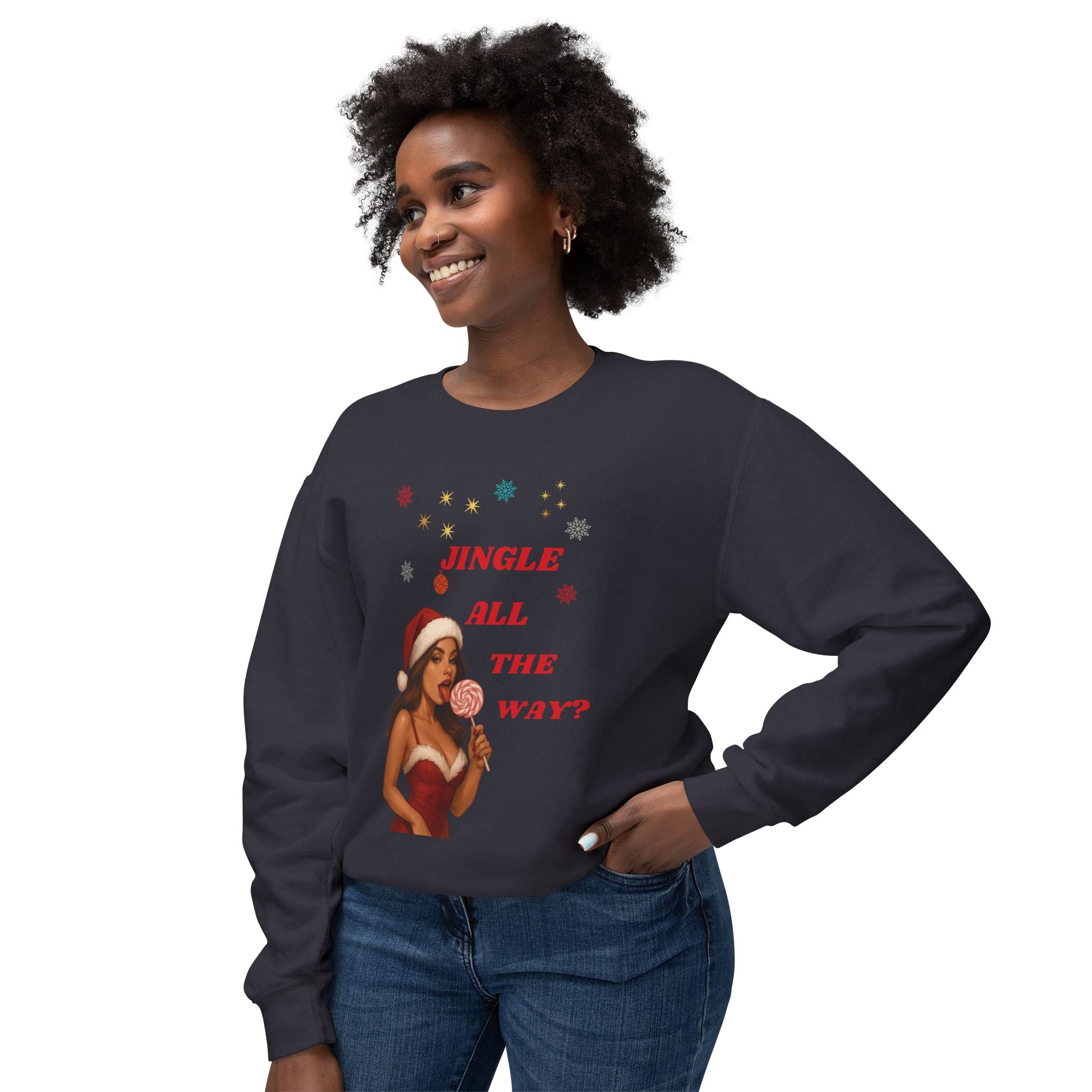Pinup Santa Girl Jingle All The Way Sweatshirt | Christmas Crewneck