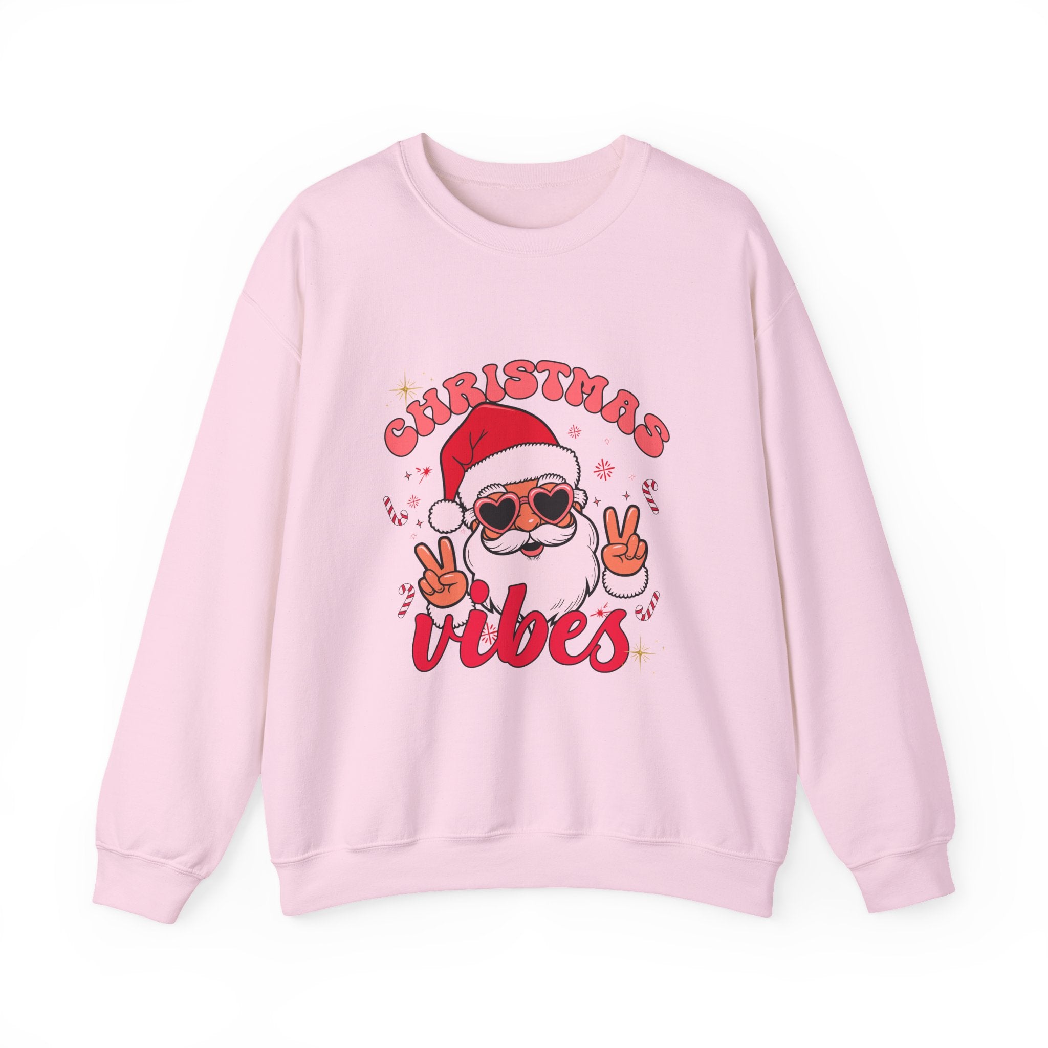 Christmas Vibes Santa Peace Sign Sweatshirt | Christmas Crewneck