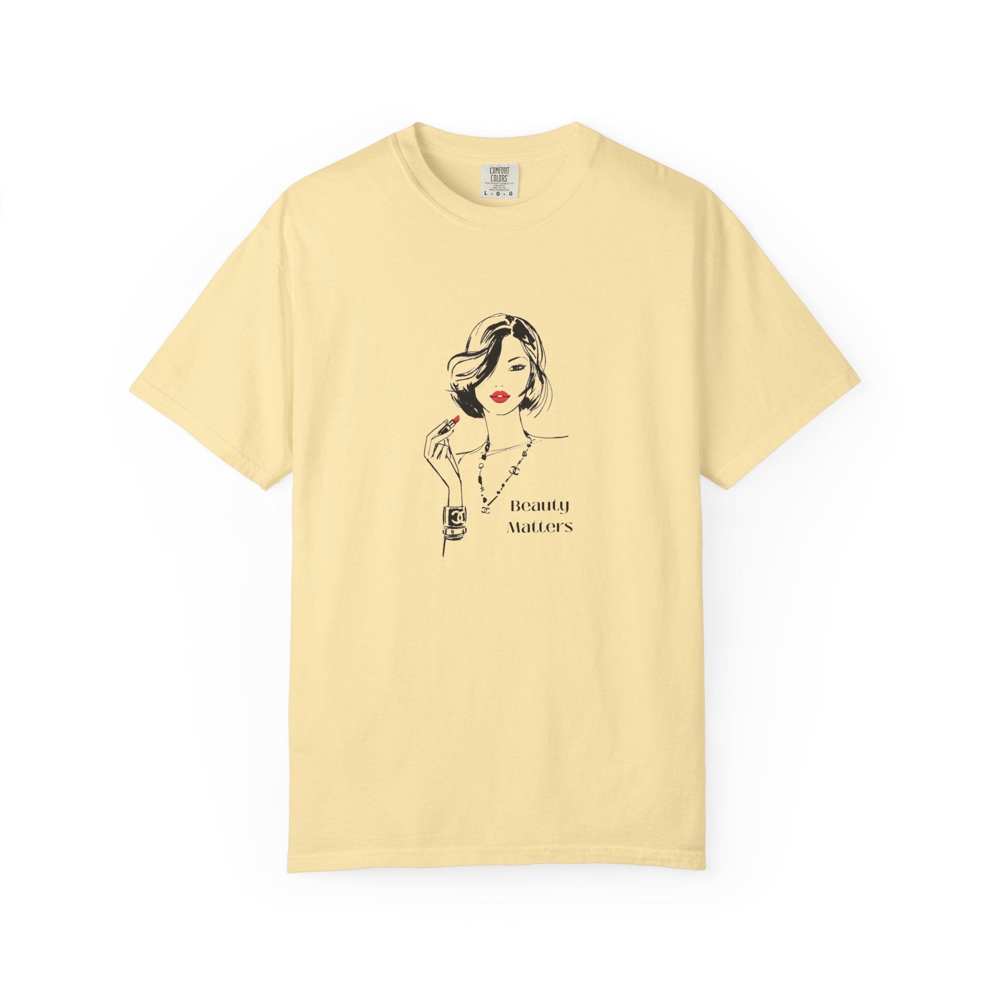 Minimalist Fashion Illustration T-Shirt — 'Beauty Matters' Graphic Tee