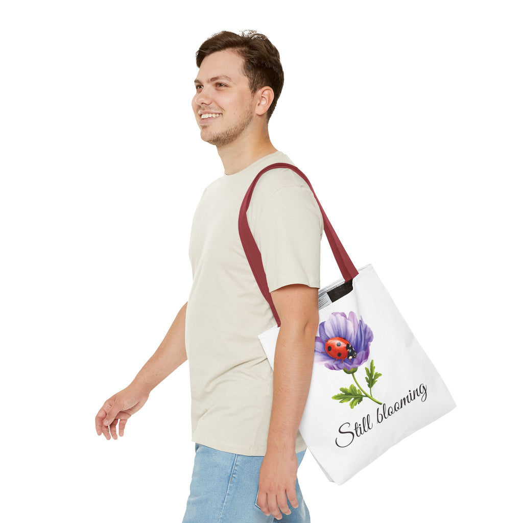 Still Blooming Tote Bag, Aesthetic Canvas Tote Bag, Cute Everyday Bag, Floral Ladybug Tote, Soft Life Gift
