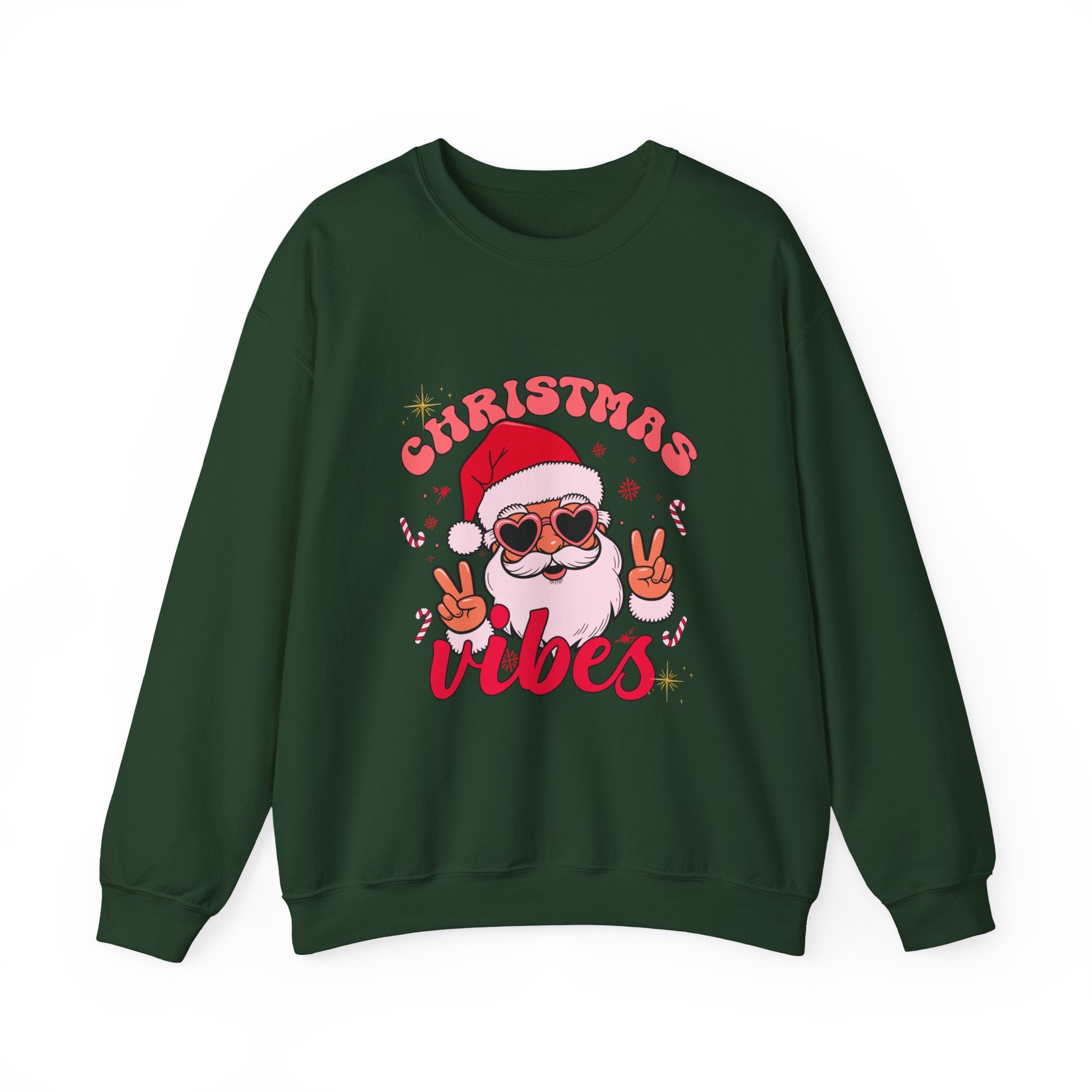 Christmas Vibes Santa Peace Sign Sweatshirt | Christmas Crewneck