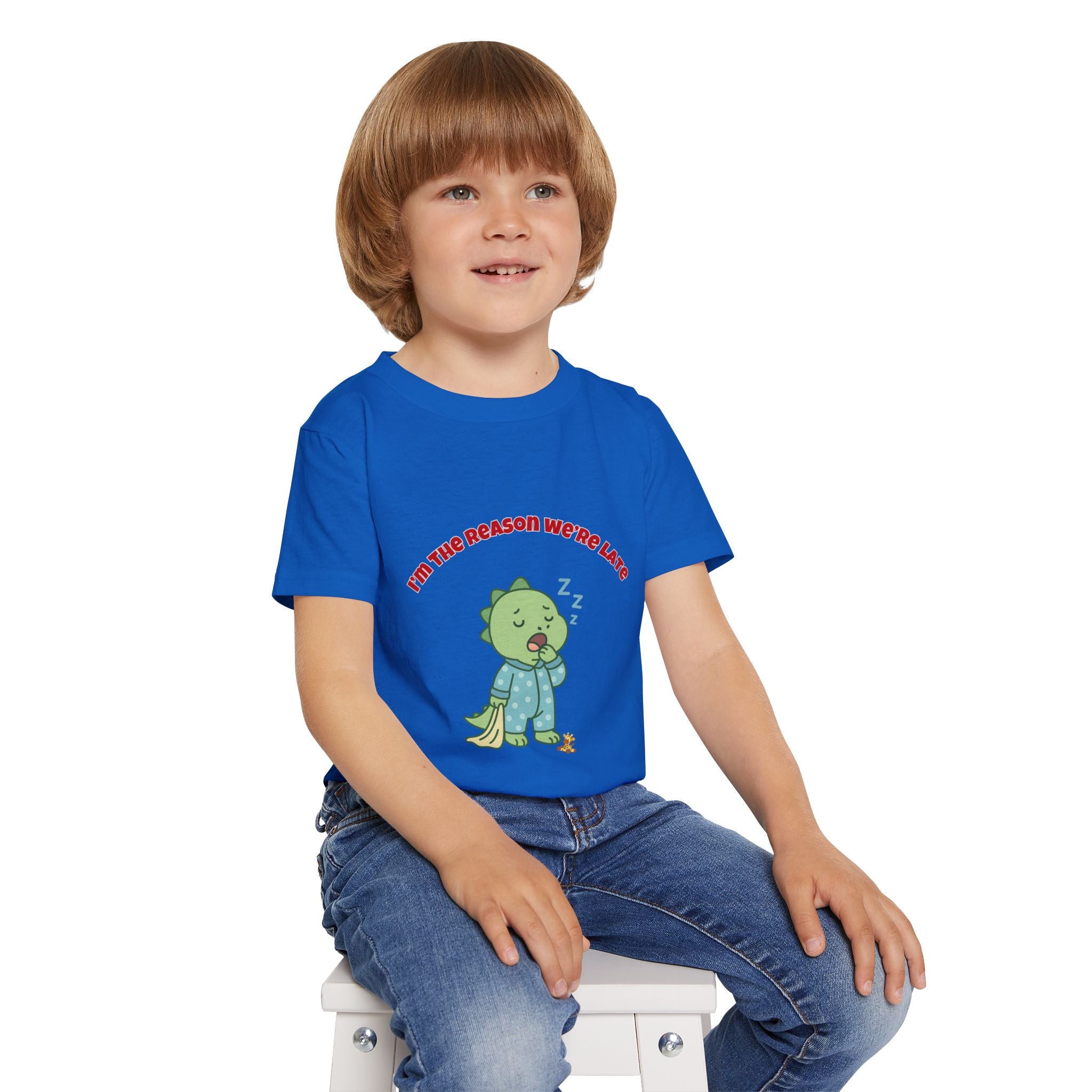 Im the Reason Were Late Cute Baby Dinosaur Toddler T Shirt Funny Sleepy Dino Kids Shirt Pajamas Theme