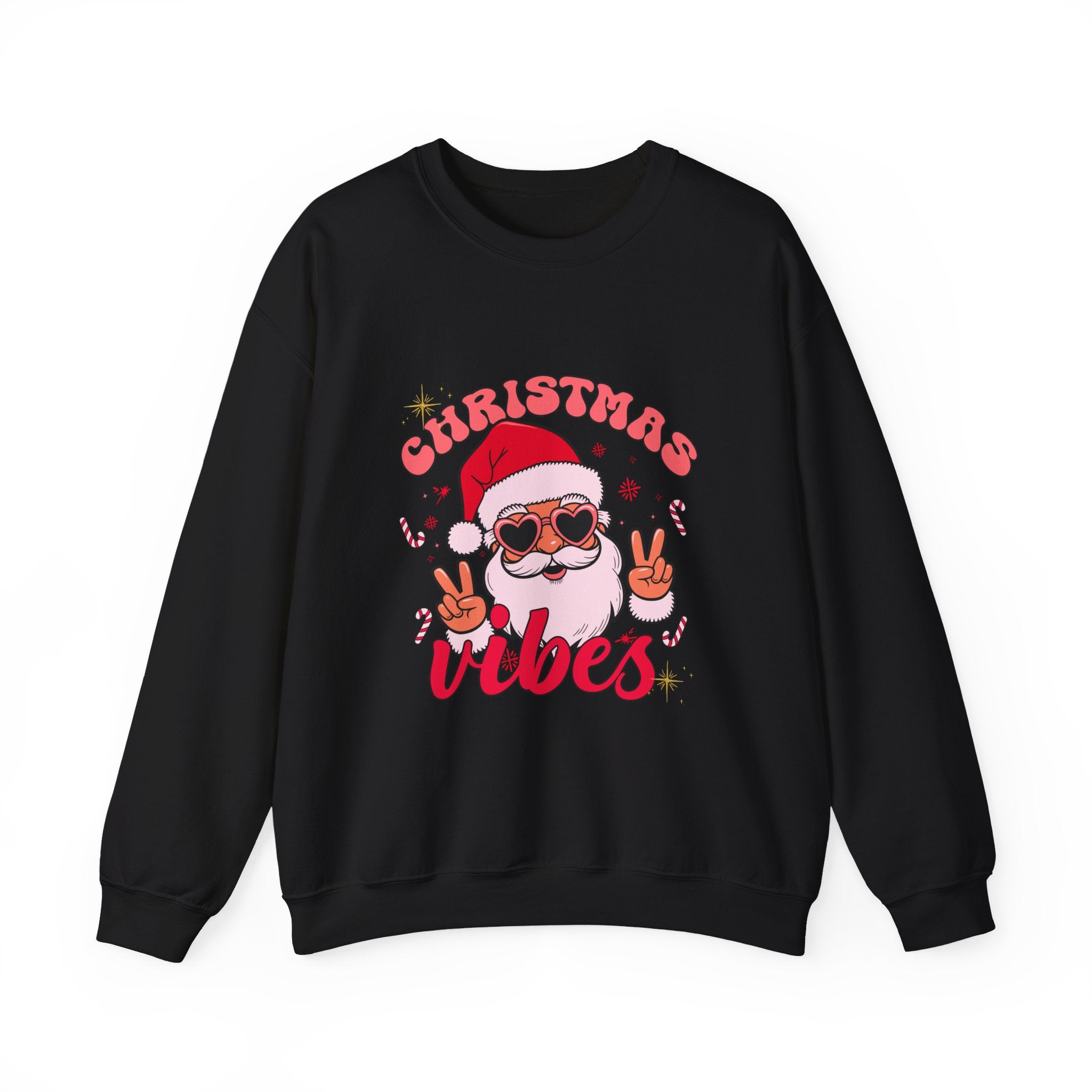 Christmas Vibes Santa Peace Sign Sweatshirt | Christmas Crewneck
