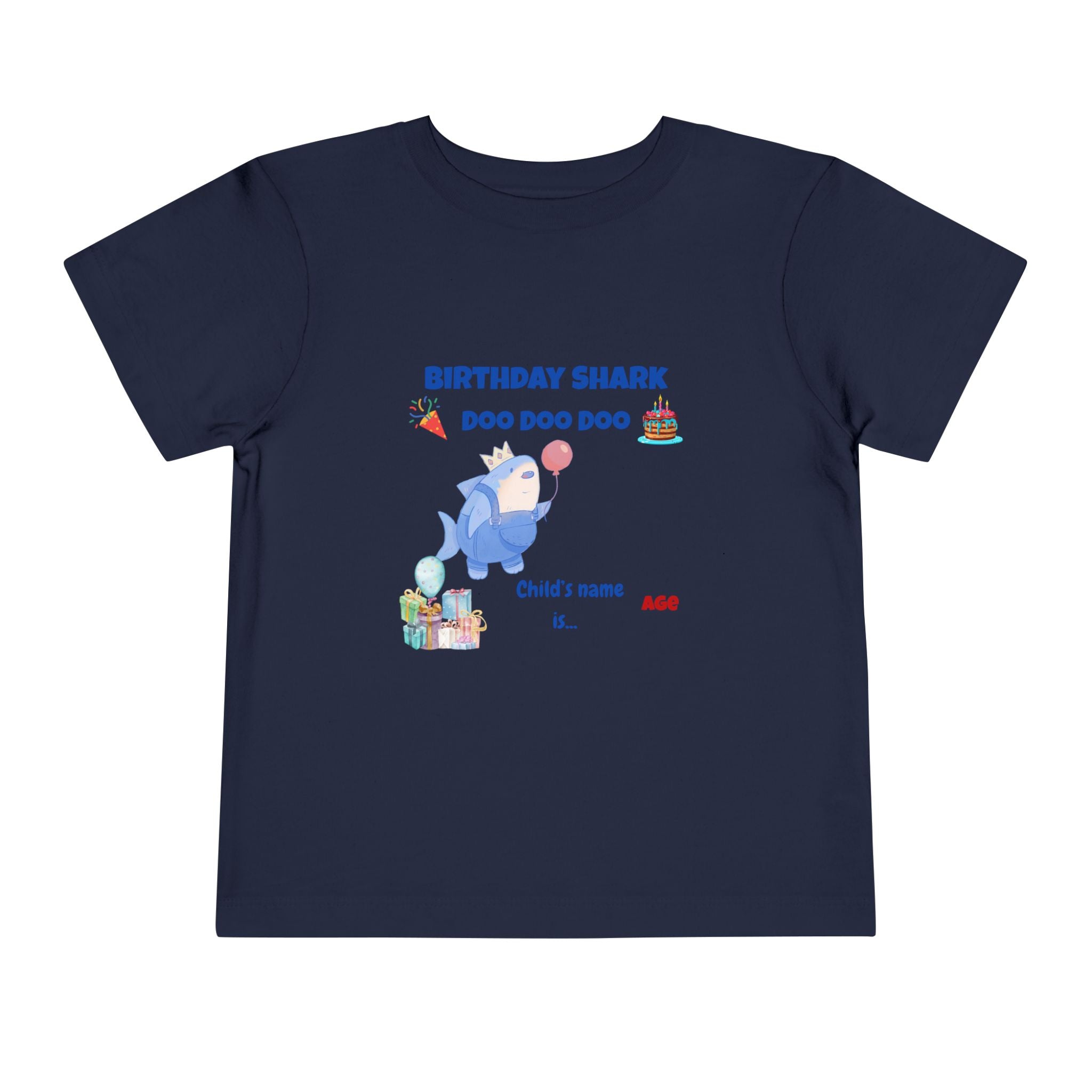 Personalized Birthday Shark TShirt for Kids  Custom Name and Age  Cute Ocean Theme Toddler Tee