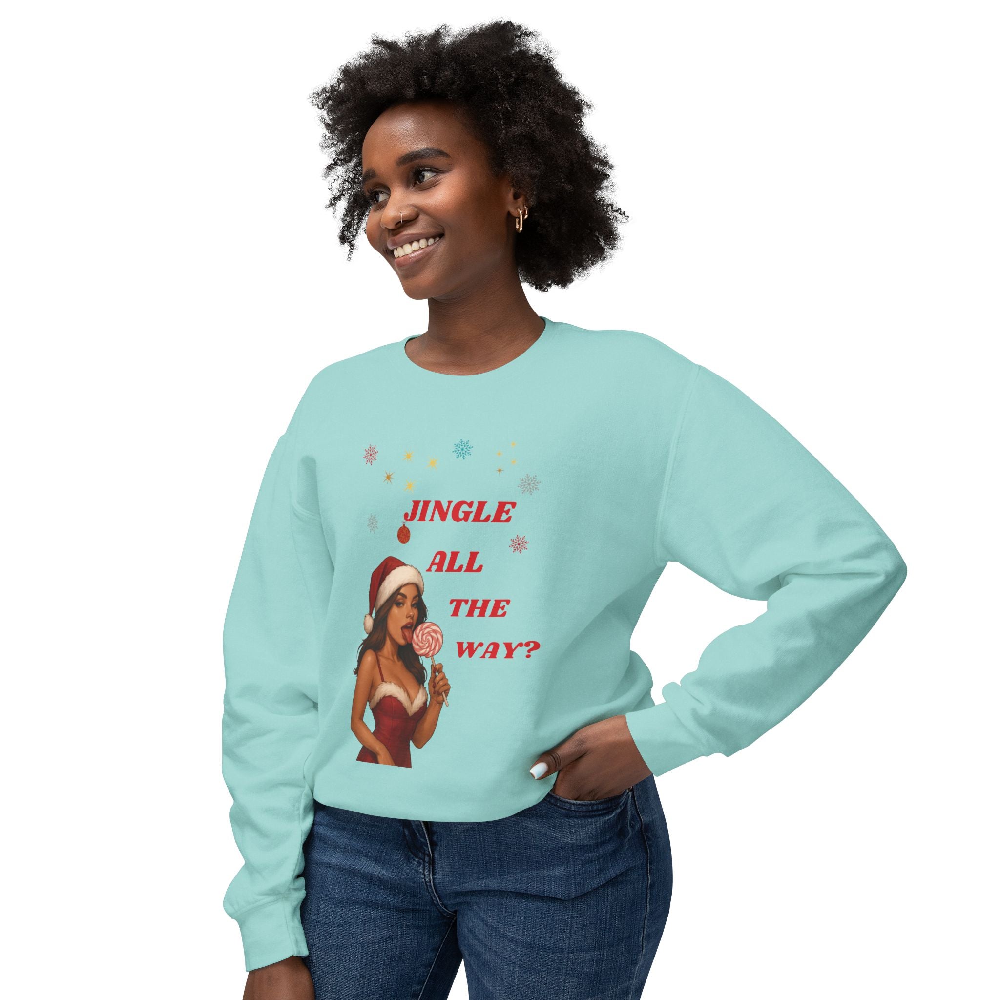 Pinup Santa Girl Jingle All The Way Sweatshirt | Christmas Crewneck
