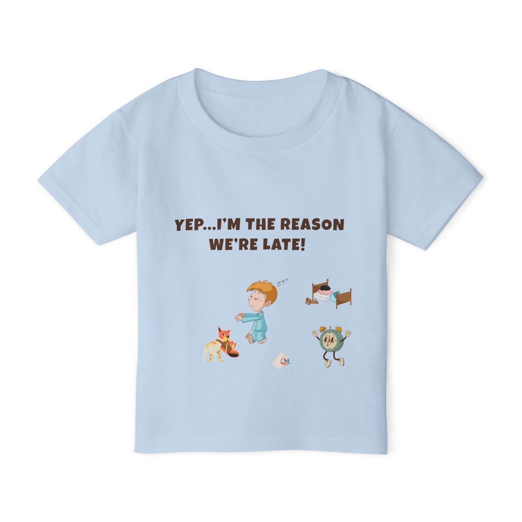 Yep Im the Reason We are Late!  Funny Toddler TShirt  Cute Cartoon Pajama Kid Tee  Morning Chaos Shirt for Boys and Girls