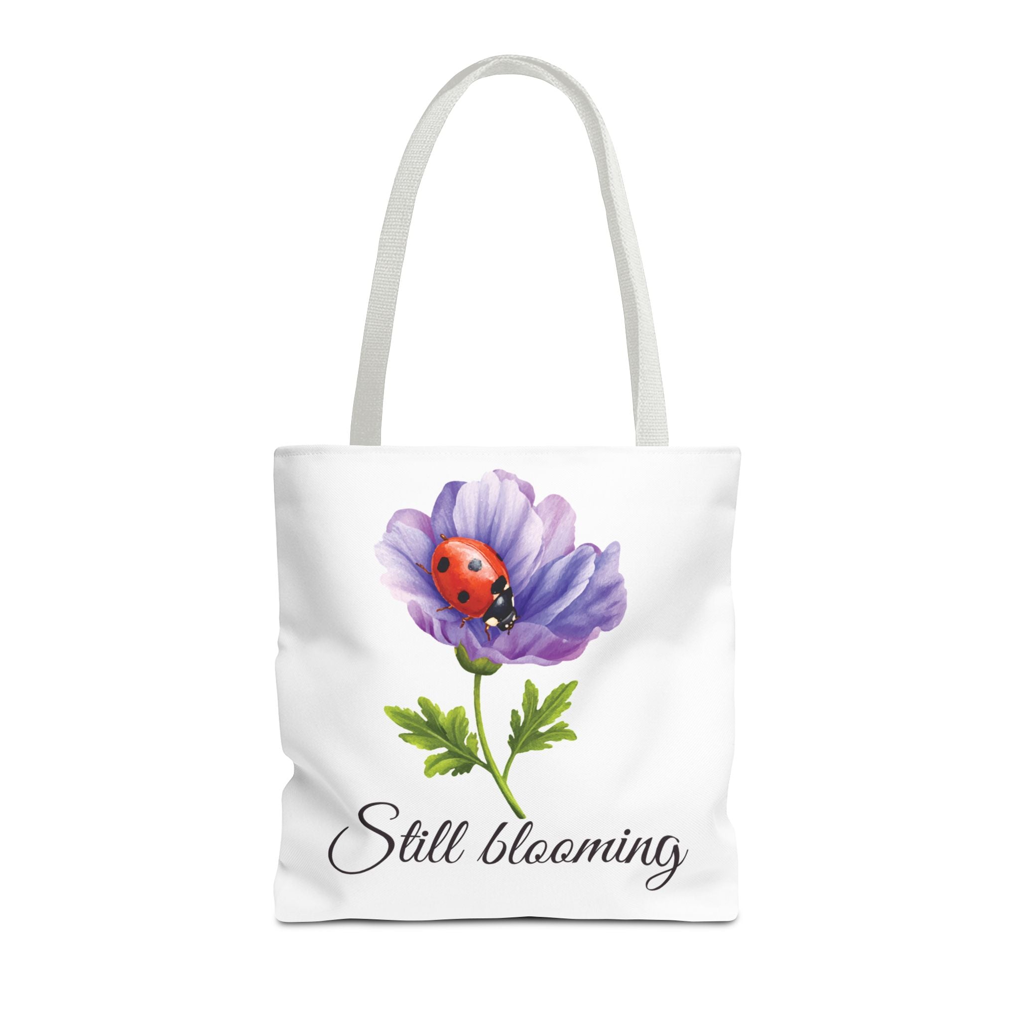 Still Blooming Tote Bag, Aesthetic Canvas Tote Bag, Cute Everyday Bag, Floral Ladybug Tote, Soft Life Gift