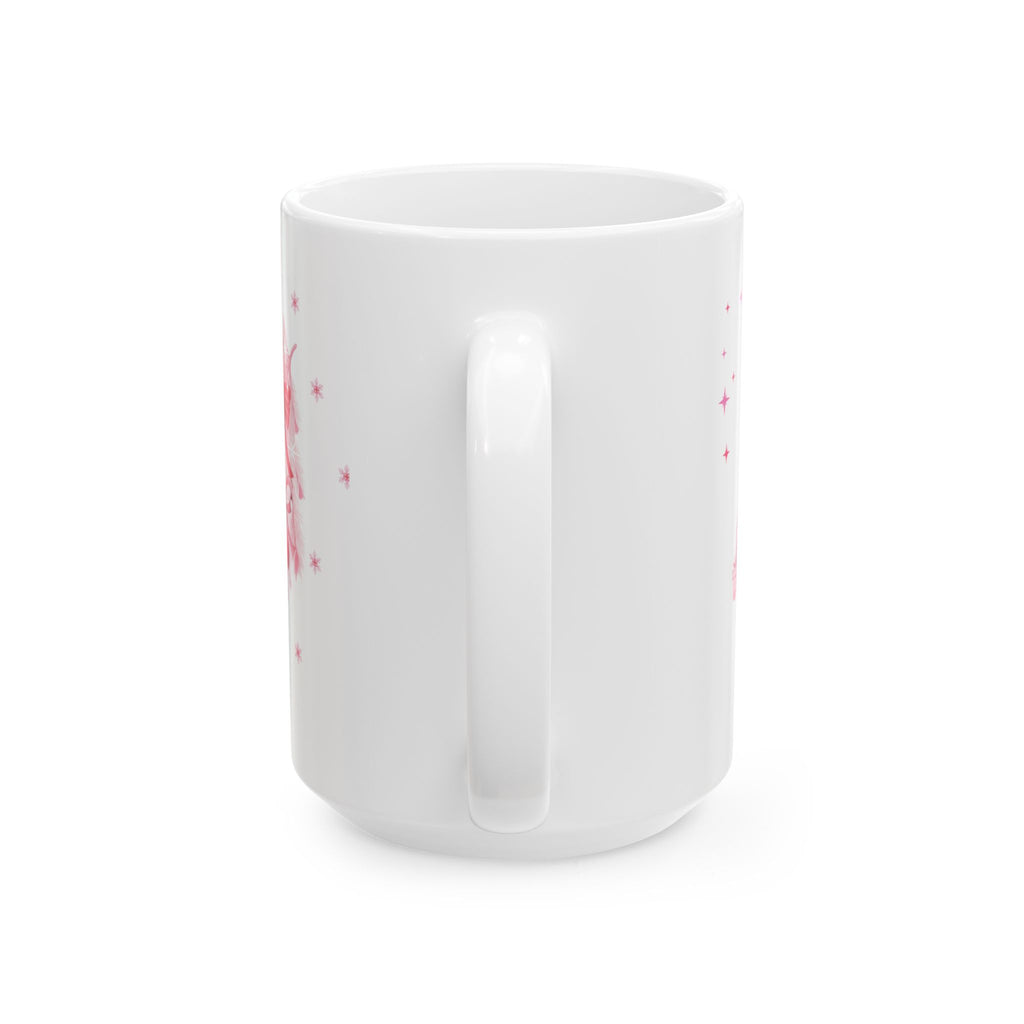 Christmas Reindeer & Pink Snowflakes Ceramic Mug (11oz, 15oz)
