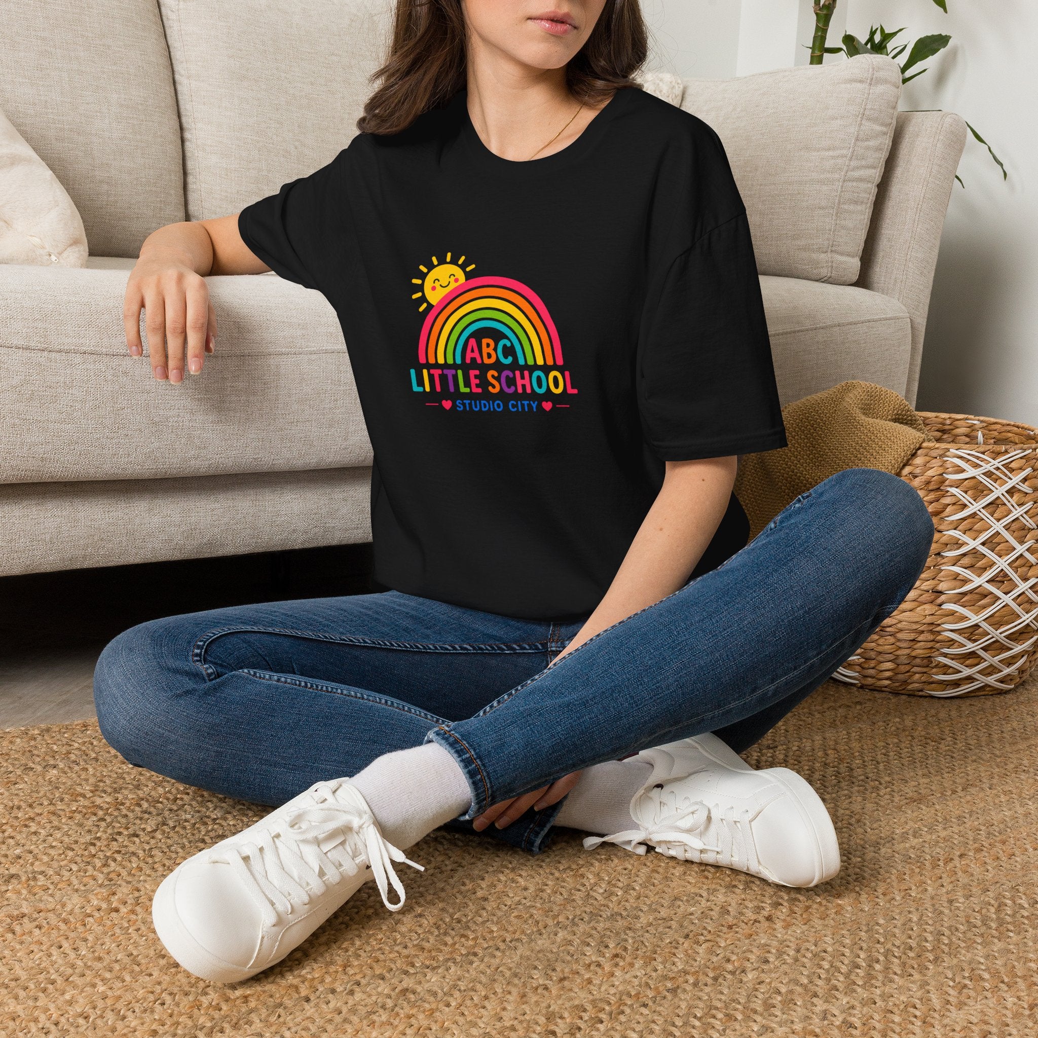 Kids Rainbow Preschool T‑Shirt — “ABC Little School” Sunny Day Tee