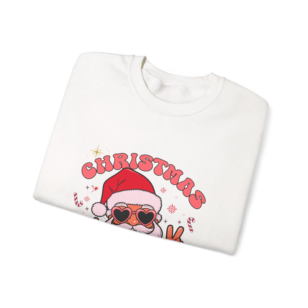 Christmas Vibes Santa Peace Sign Sweatshirt | Christmas Crewneck