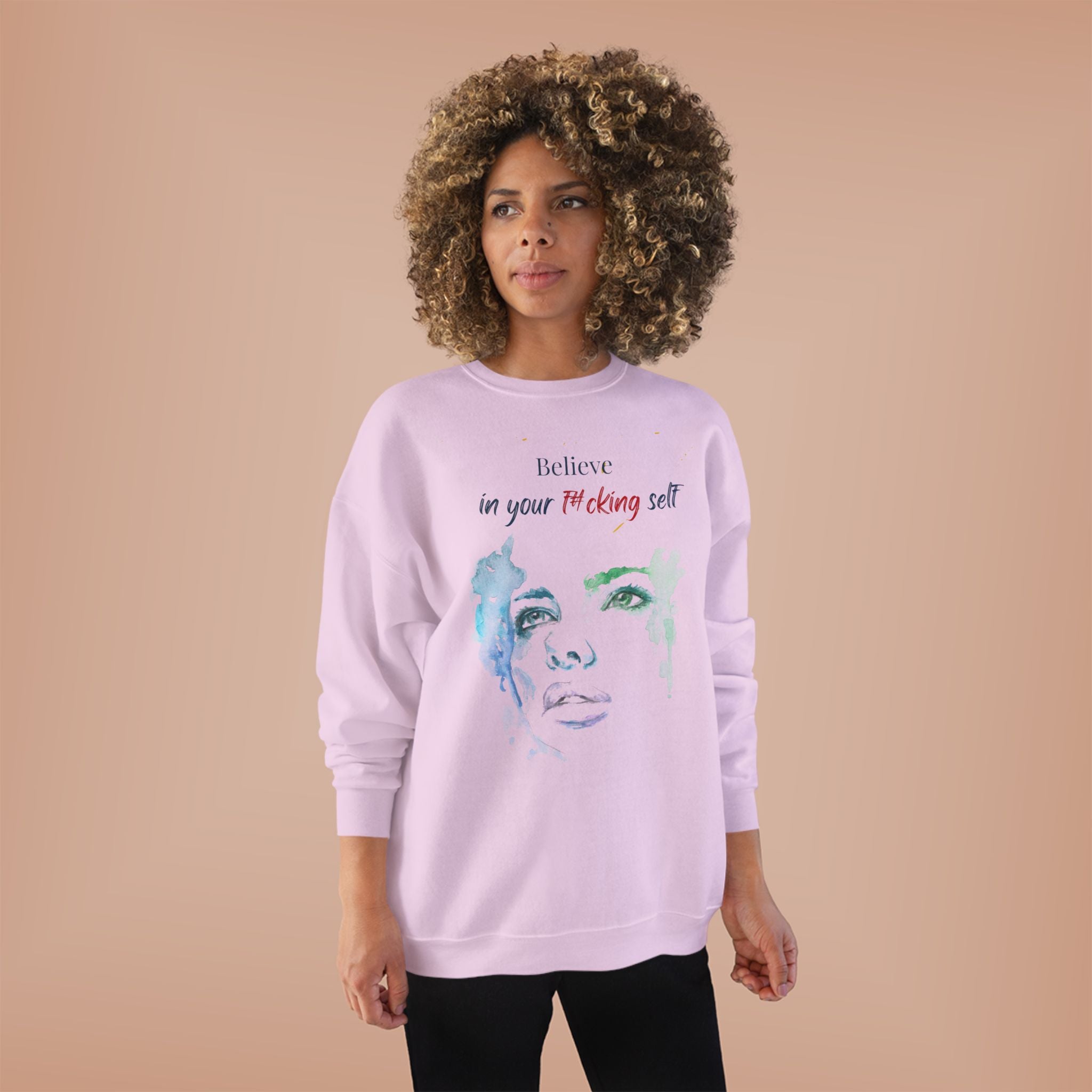 Believe in Your F#cking Self  Watercolor Face TShirt
