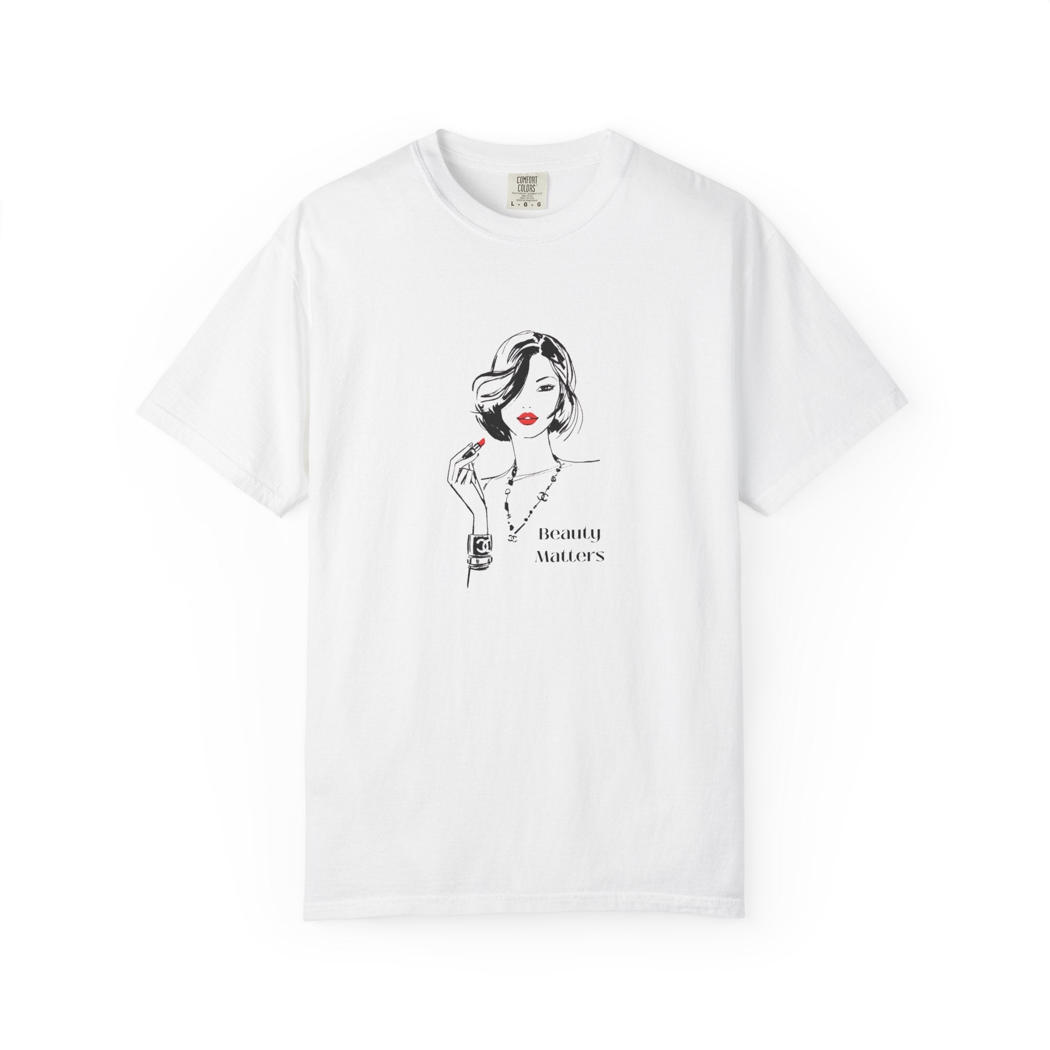 Minimalist Fashion Illustration T-Shirt — 'Beauty Matters' Graphic Tee
