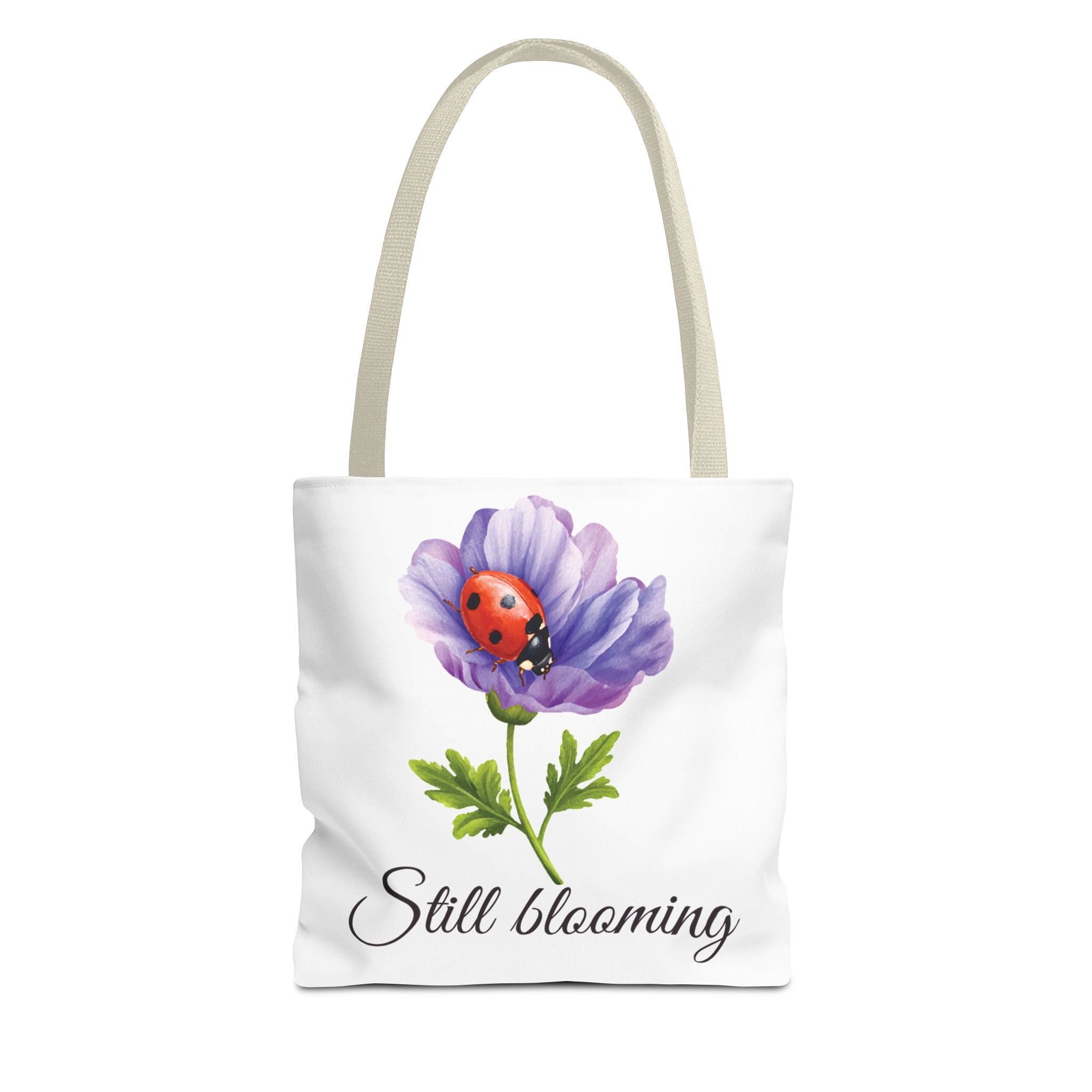 Still Blooming Tote Bag, Aesthetic Canvas Tote Bag, Cute Everyday Bag, Floral Ladybug Tote, Soft Life Gift