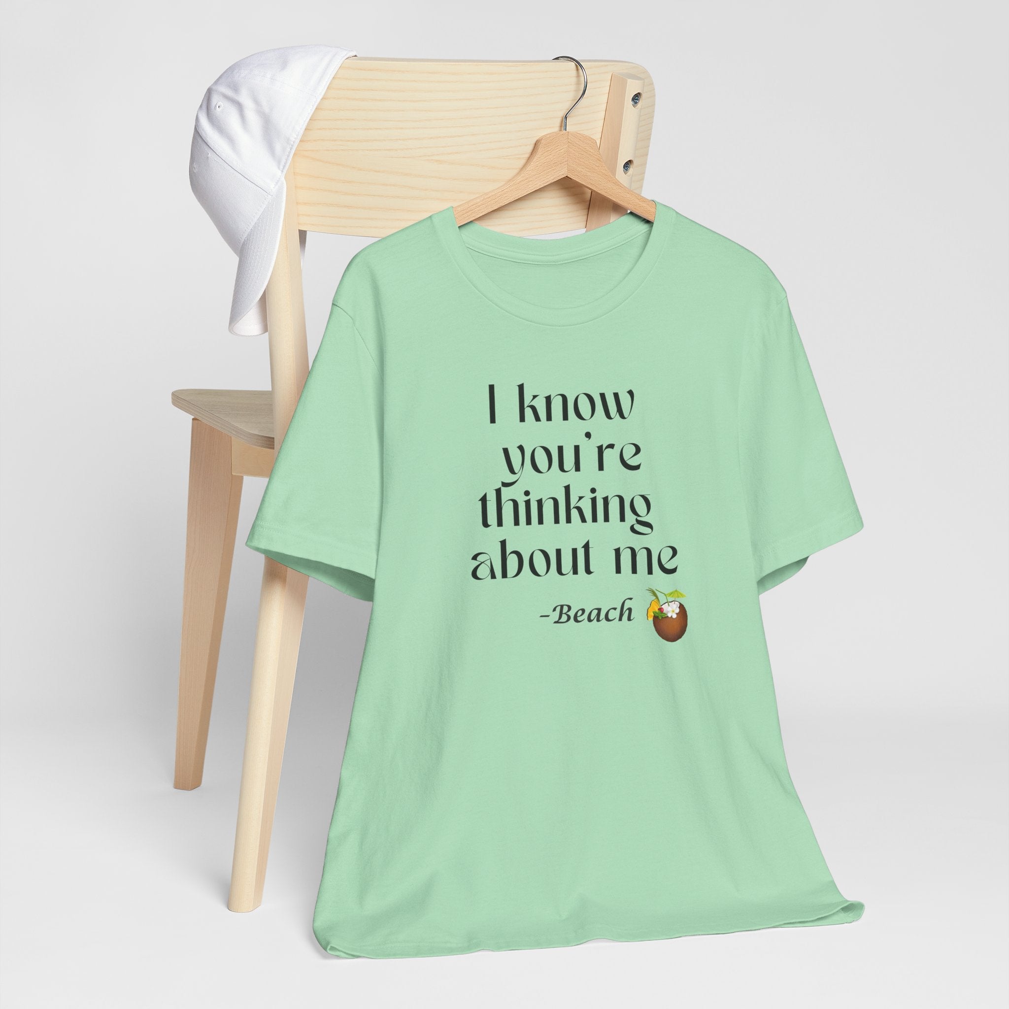 I know you're thinking about me Beach tee | Coconut drink graphic