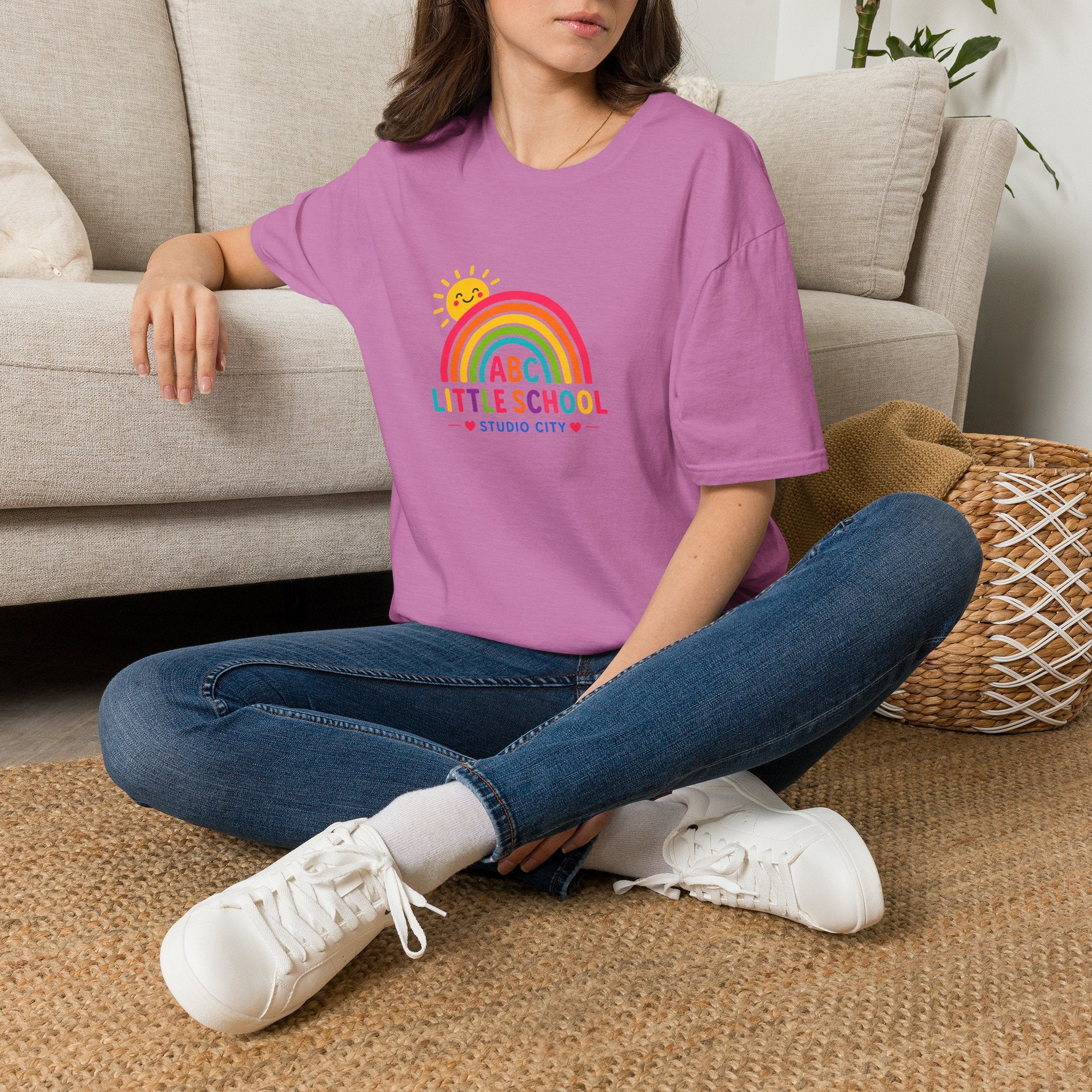 Kids Rainbow Preschool T‑Shirt — “ABC Little School” Sunny Day Tee