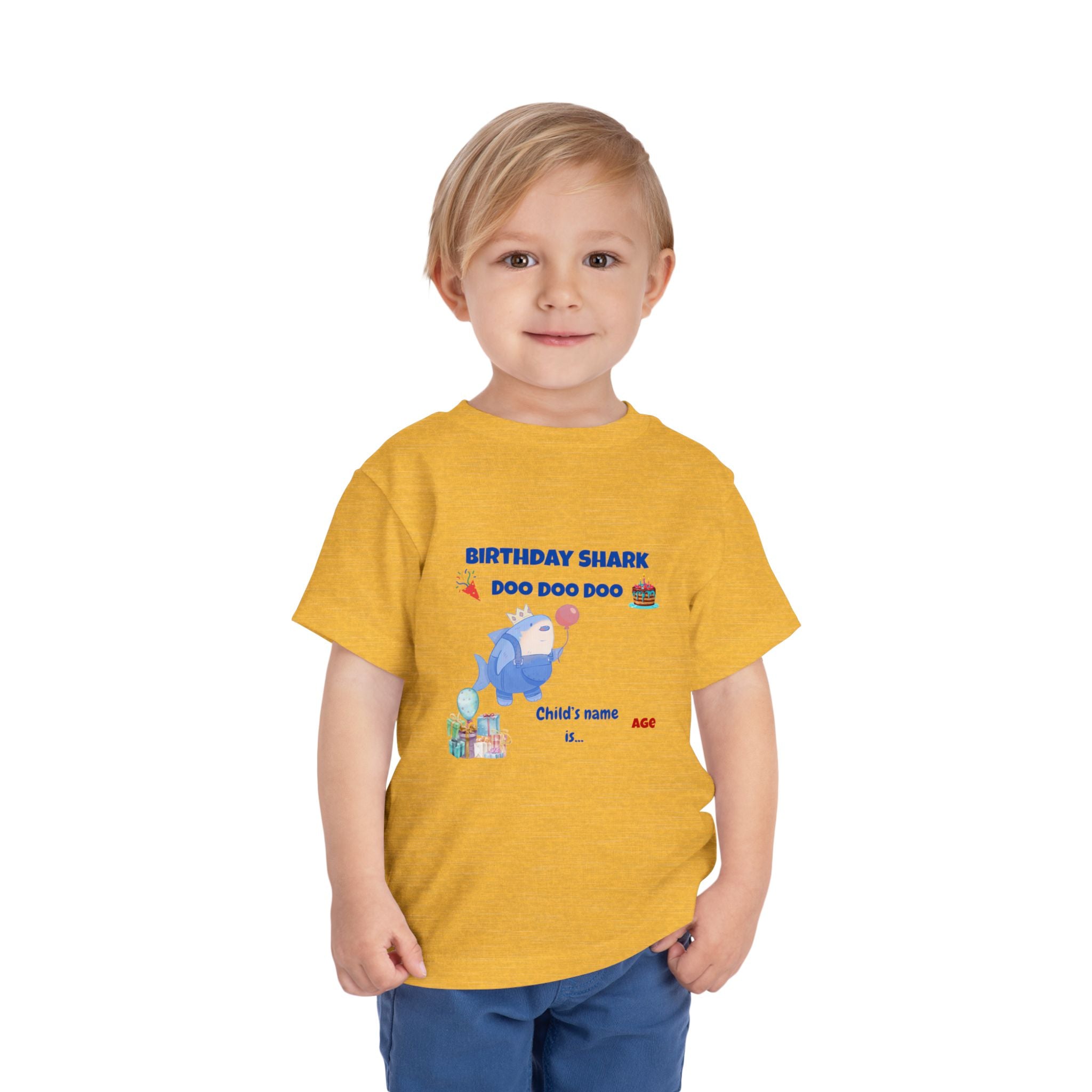 Personalized Birthday Shark TShirt for Kids  Custom Name and Age  Cute Ocean Theme Toddler Tee
