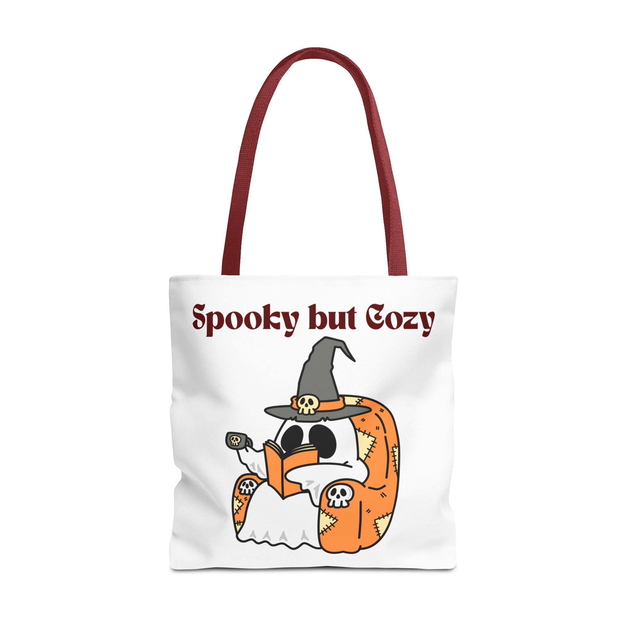 Spooky but Cozy Tote Bag | Fall Halloween Canvas Bag | Fun Gift for Witches, Ghost Lovers & Pumpkin Spice Fans