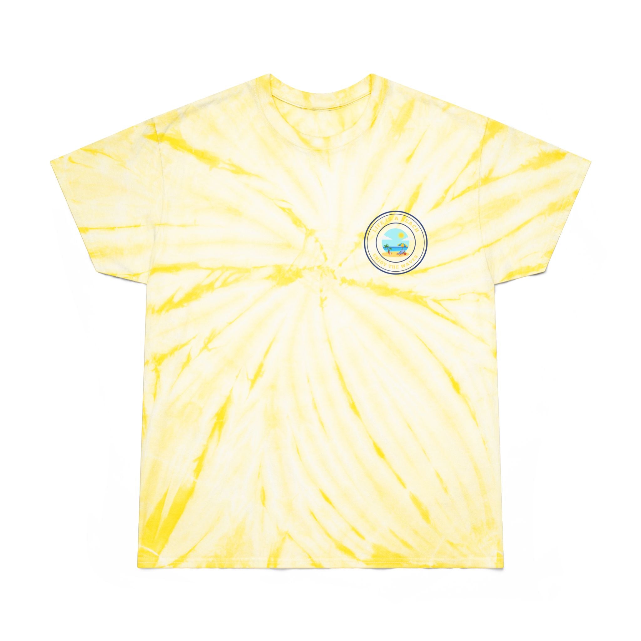 Hello Summer Tie-Dye Tee — Yellow Cyclone Graphic T-Shirt