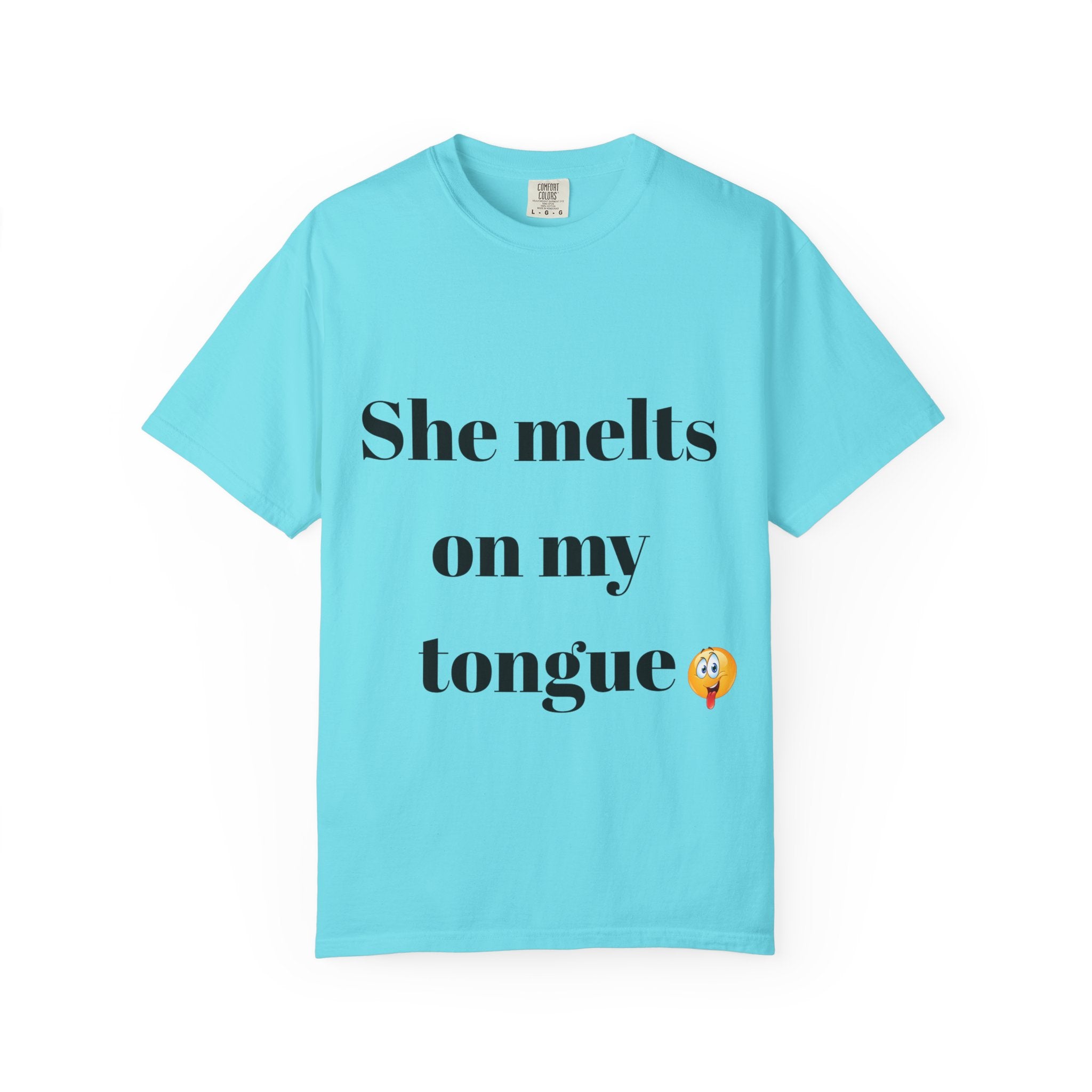 Funny Couple T-Shirt | She Melts on My Tongue Tee | Naughty Gift for Him | Cheeky Matching Shirt for Couples | Bold Statement Shirt
