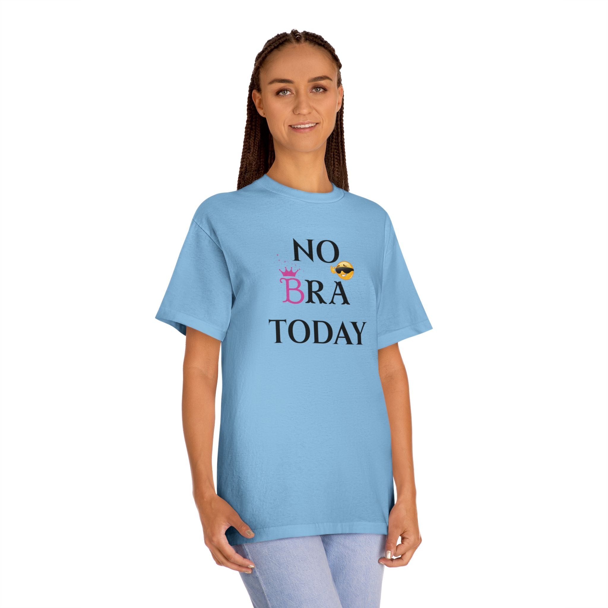 No Bra Today Unisex Classic Tee - Comfy T-Shirt for Relaxation, Casual Wear, Gifts, Self-Care, Fun Days