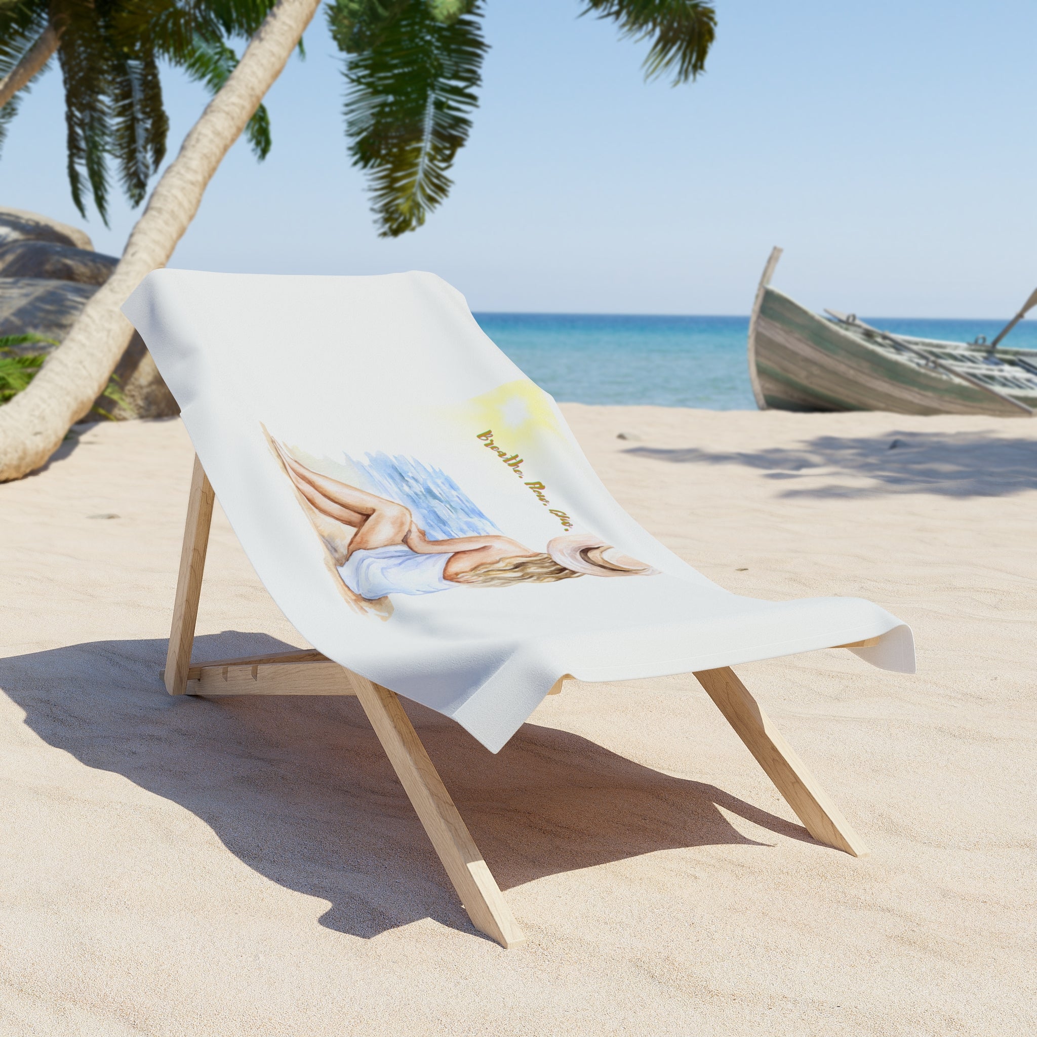 Breathe. Flow. Glow. | Beach Towel with Quote