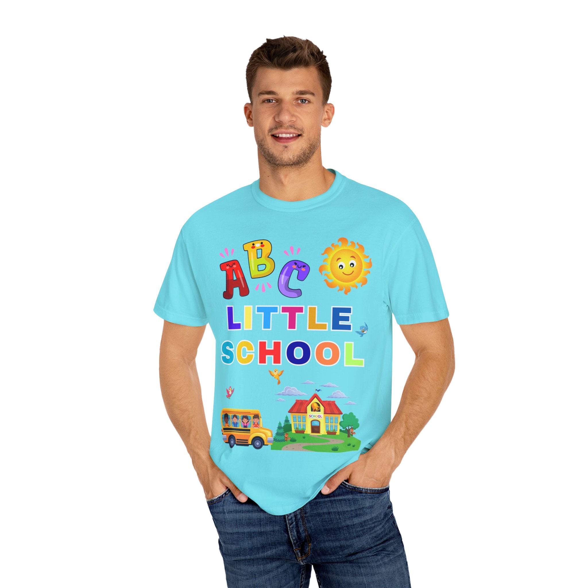 ABC Little School Unisex Garment-Dyed T-Shirt, Kids Learning Apparel, Back to School Shirt, Educational Gift, Fun Classroom Wear