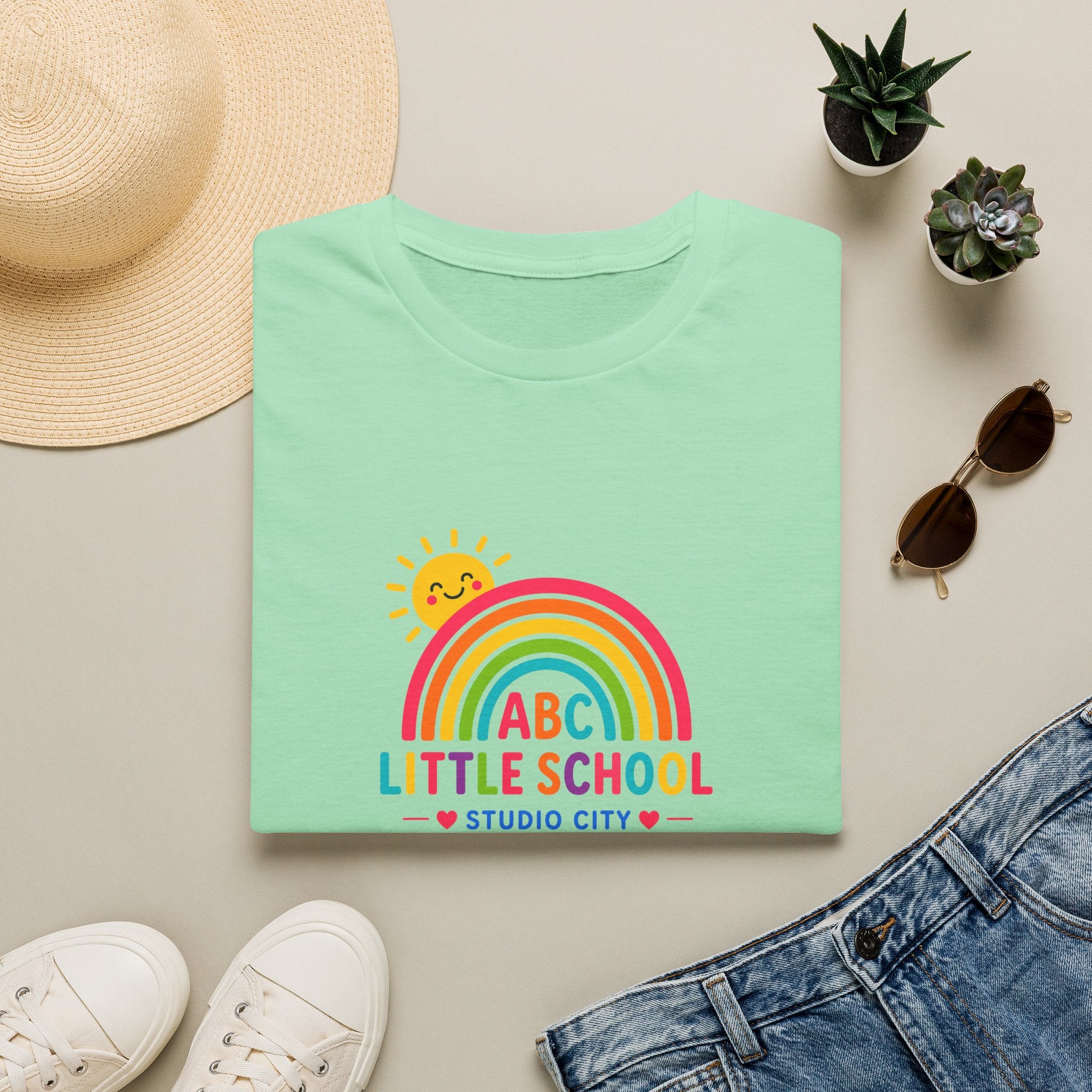 Kids Rainbow Preschool T‑Shirt — “ABC Little School” Sunny Day Tee