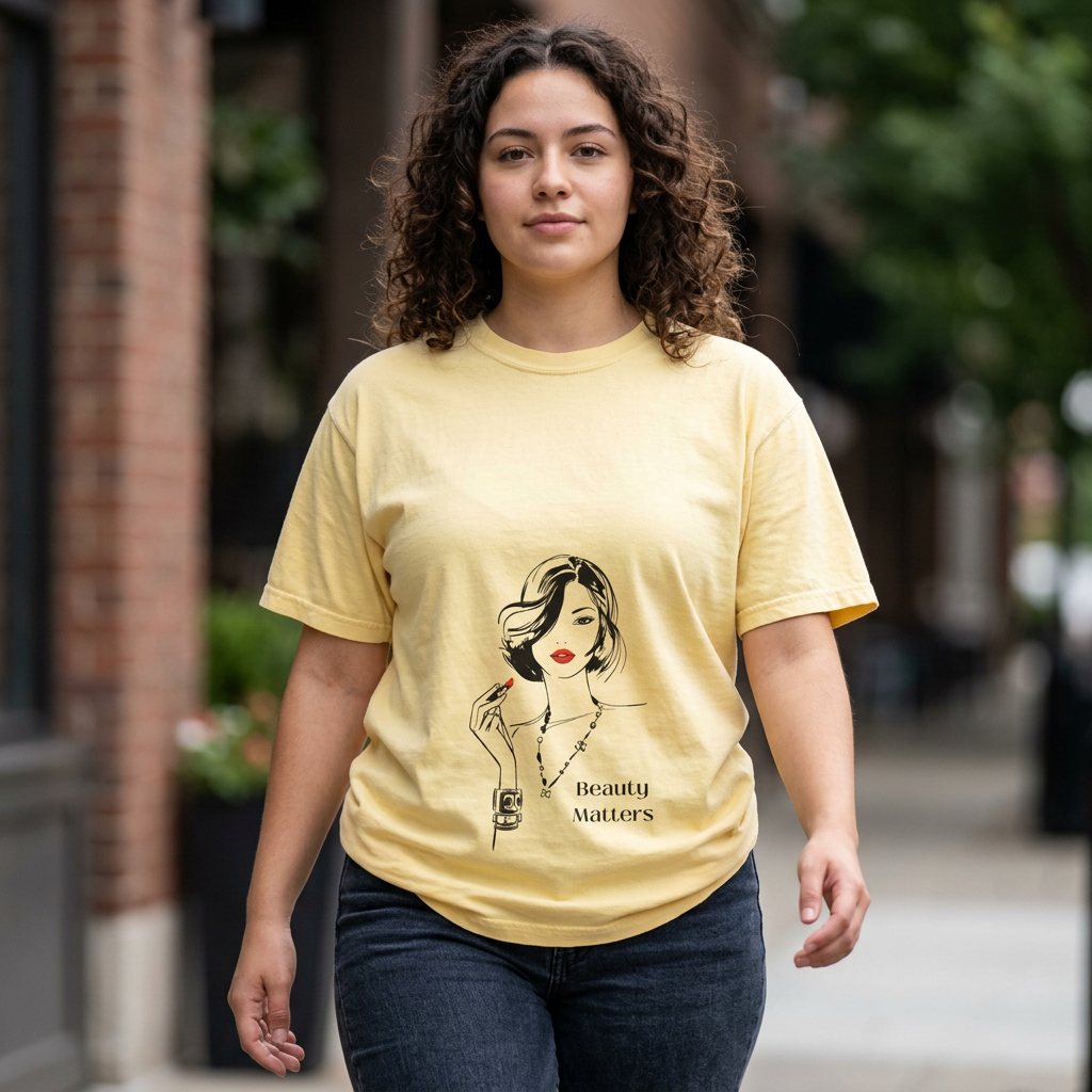 Minimalist Fashion Illustration T-Shirt — 'Beauty Matters' Graphic Tee