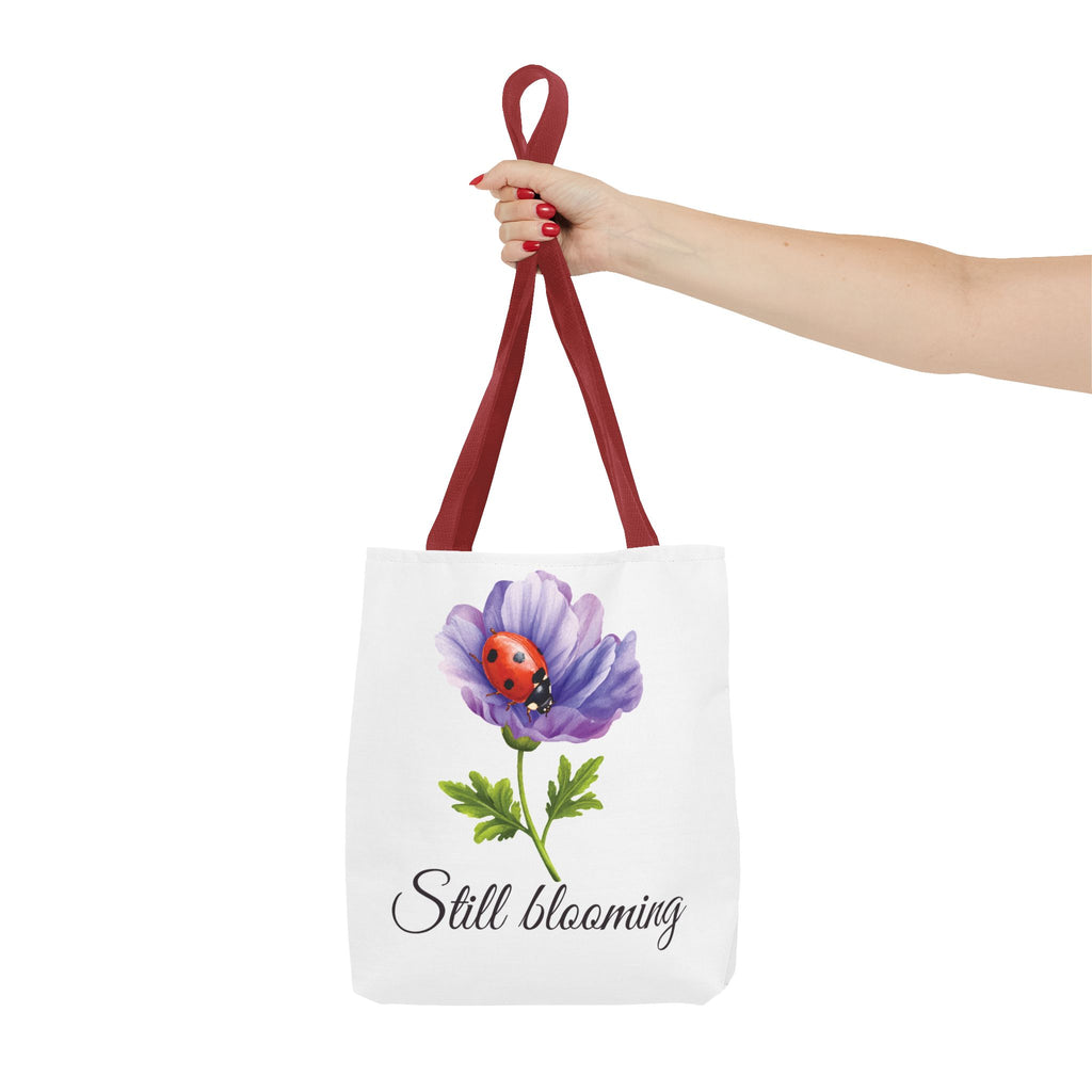 Still Blooming Tote Bag, Aesthetic Canvas Tote Bag, Cute Everyday Bag, Floral Ladybug Tote, Soft Life Gift