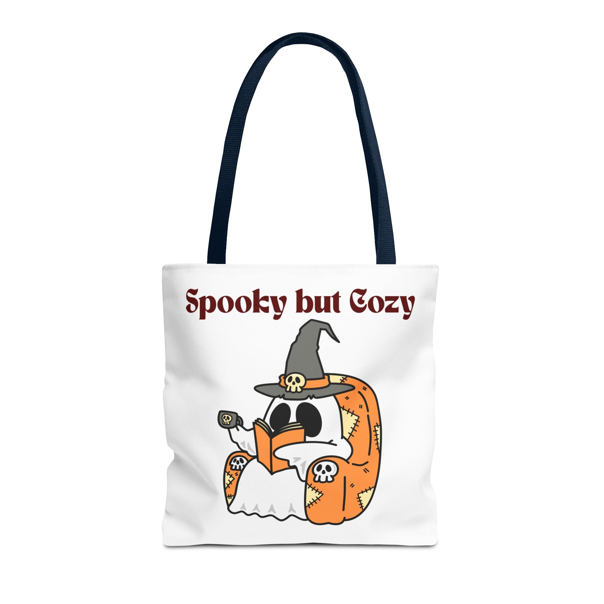 Spooky but Cozy Tote Bag | Fall Halloween Canvas Bag | Fun Gift for Witches, Ghost Lovers & Pumpkin Spice Fans