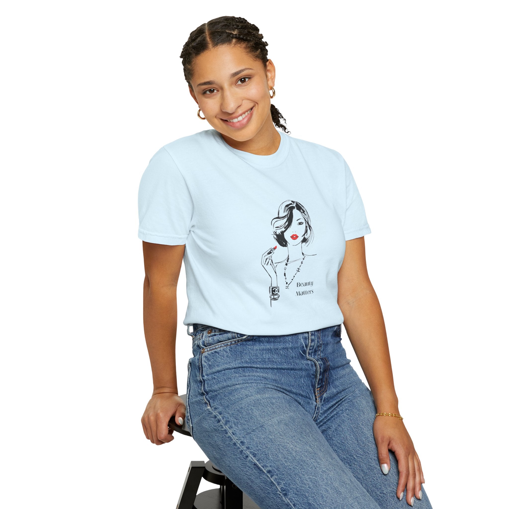 Minimalist Fashion Illustration T-Shirt — 'Beauty Matters' Graphic Tee