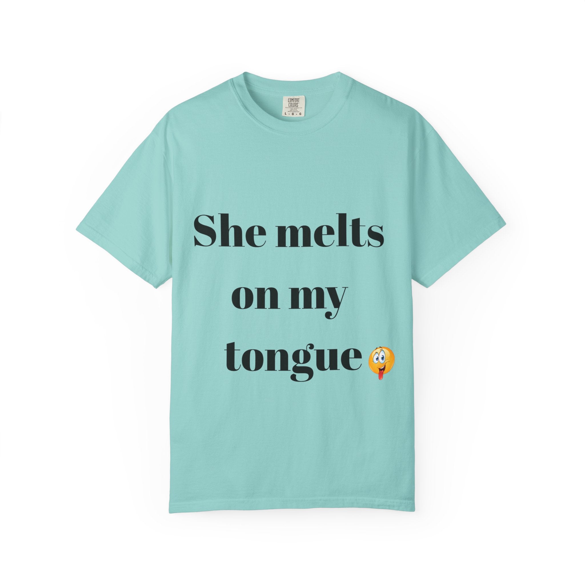 Funny Couple T-Shirt | She Melts on My Tongue Tee | Naughty Gift for Him | Cheeky Matching Shirt for Couples | Bold Statement Shirt
