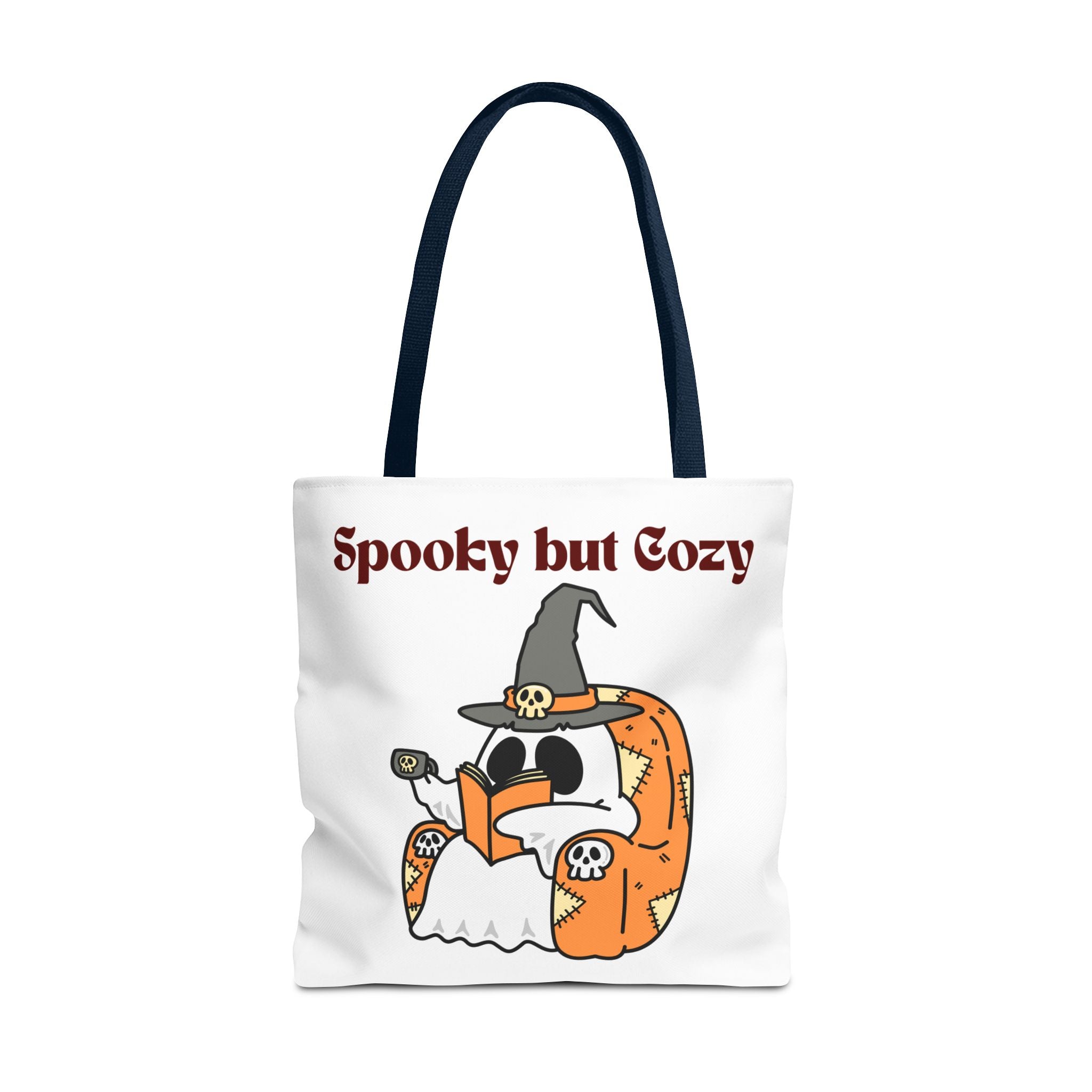 Spooky but Cozy Tote Bag | Fall Halloween Canvas Bag | Fun Gift for Witches, Ghost Lovers & Pumpkin Spice Fans
