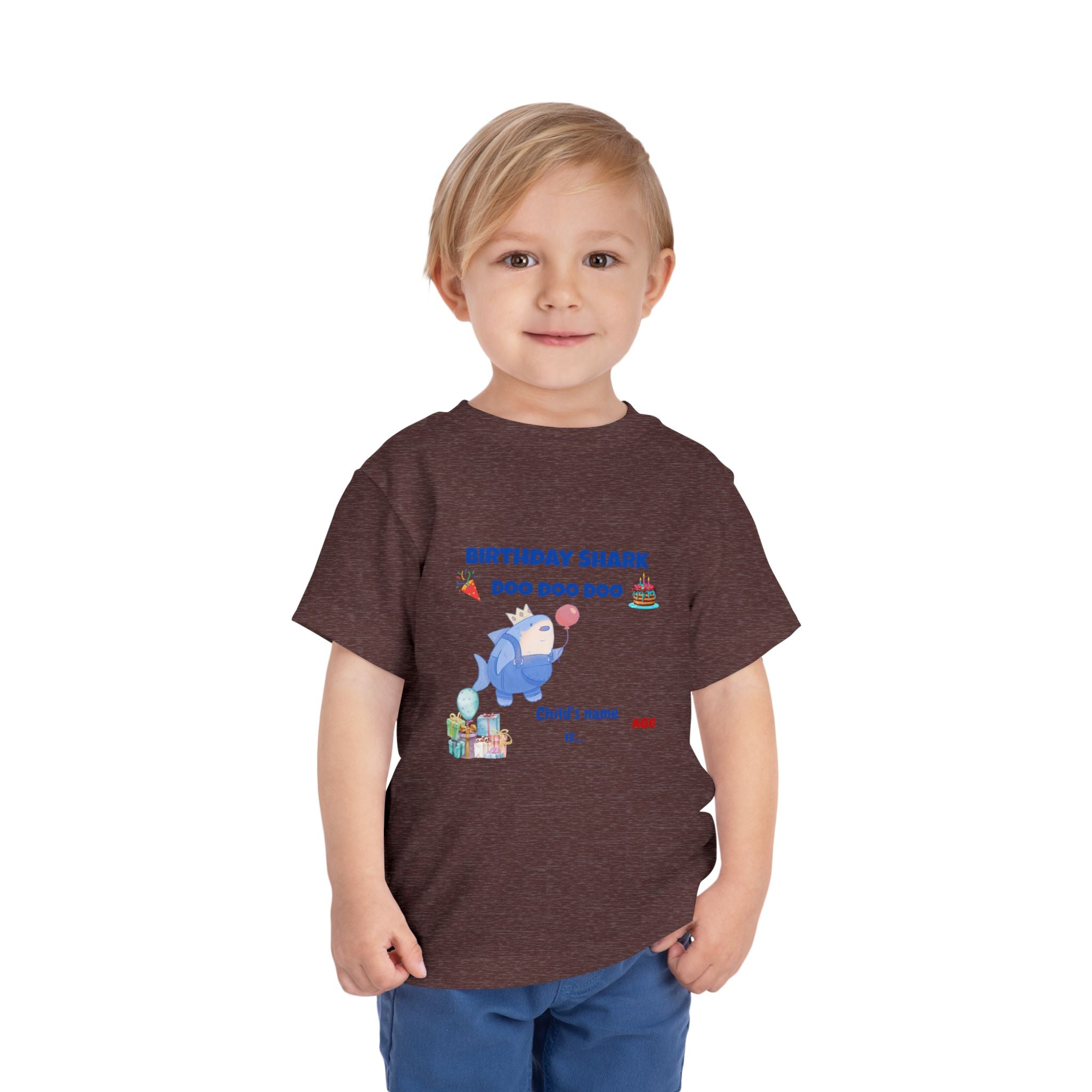 Personalized Birthday Shark TShirt for Kids  Custom Name and Age  Cute Ocean Theme Toddler Tee