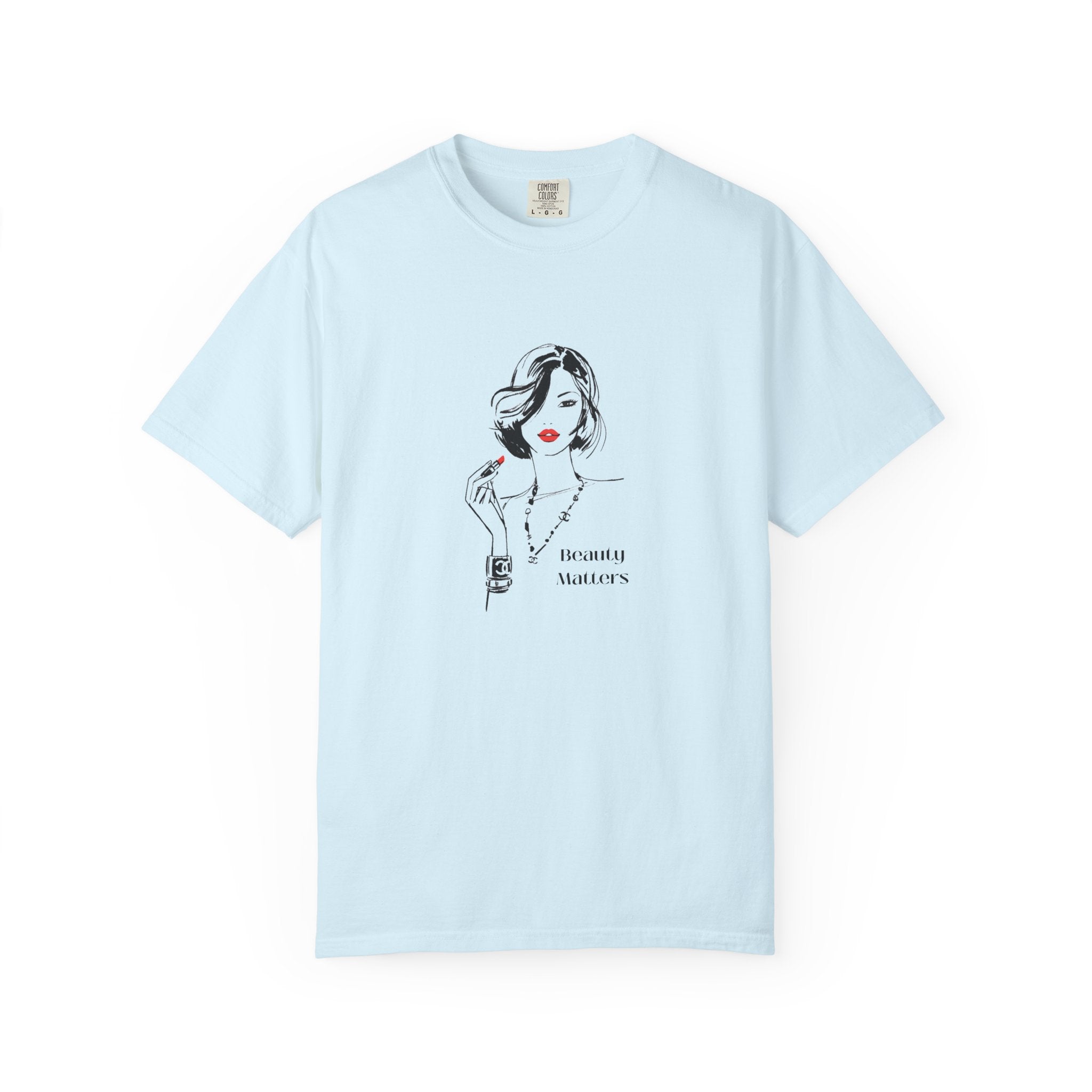 Minimalist Fashion Illustration T-Shirt — 'Beauty Matters' Graphic Tee