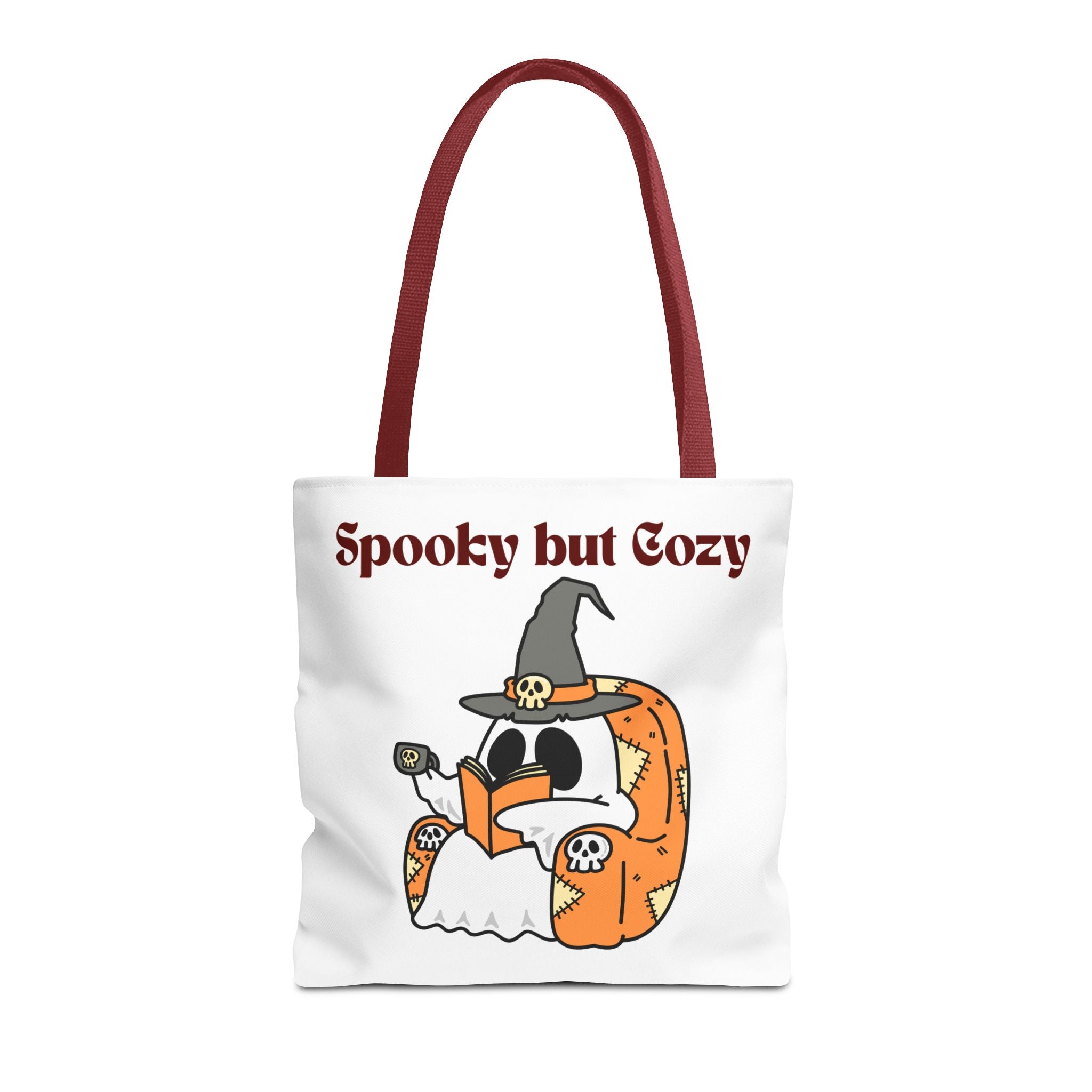 Spooky but Cozy Tote Bag | Fall Halloween Canvas Bag | Fun Gift for Witches, Ghost Lovers & Pumpkin Spice Fans