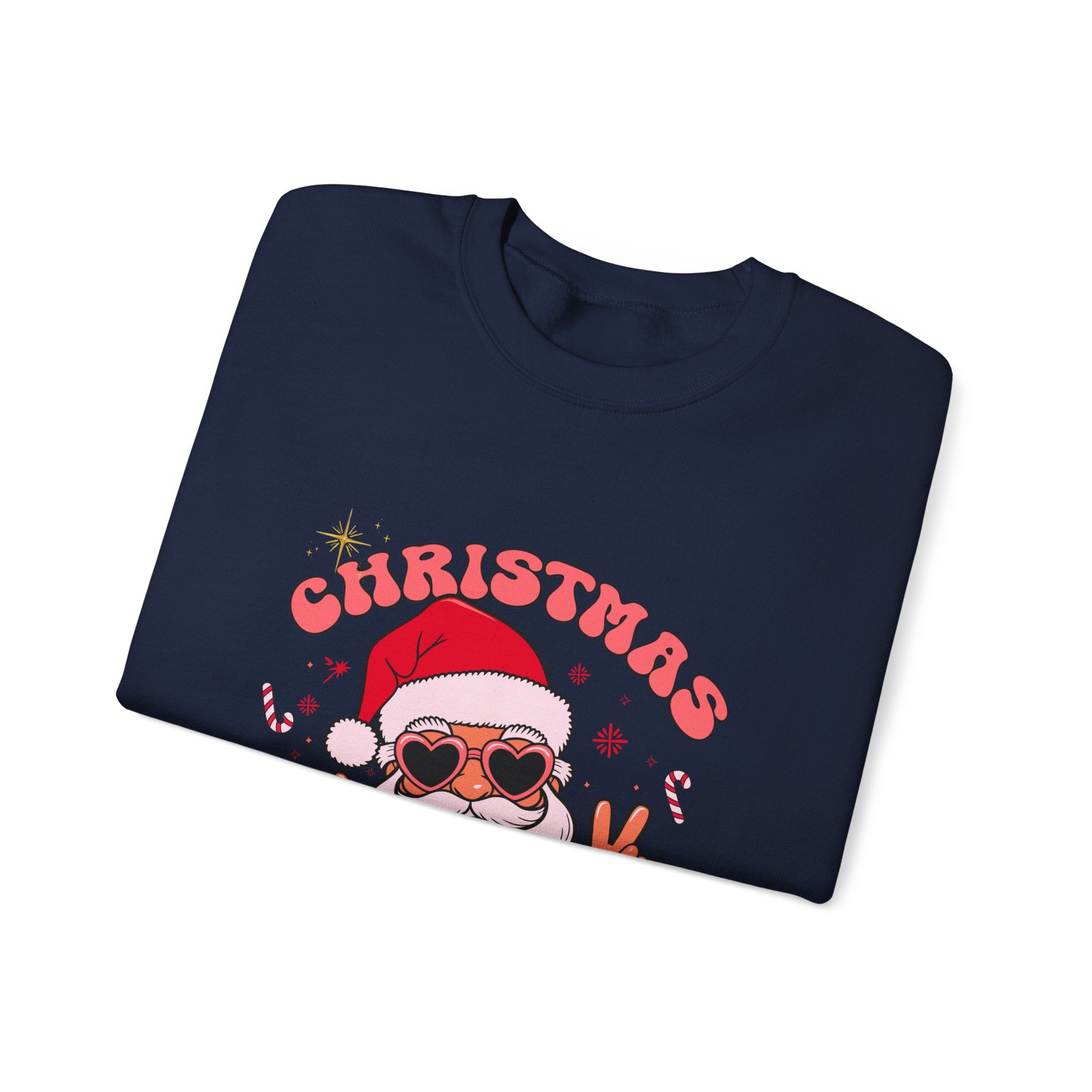 Christmas Vibes Santa Peace Sign Sweatshirt | Christmas Crewneck
