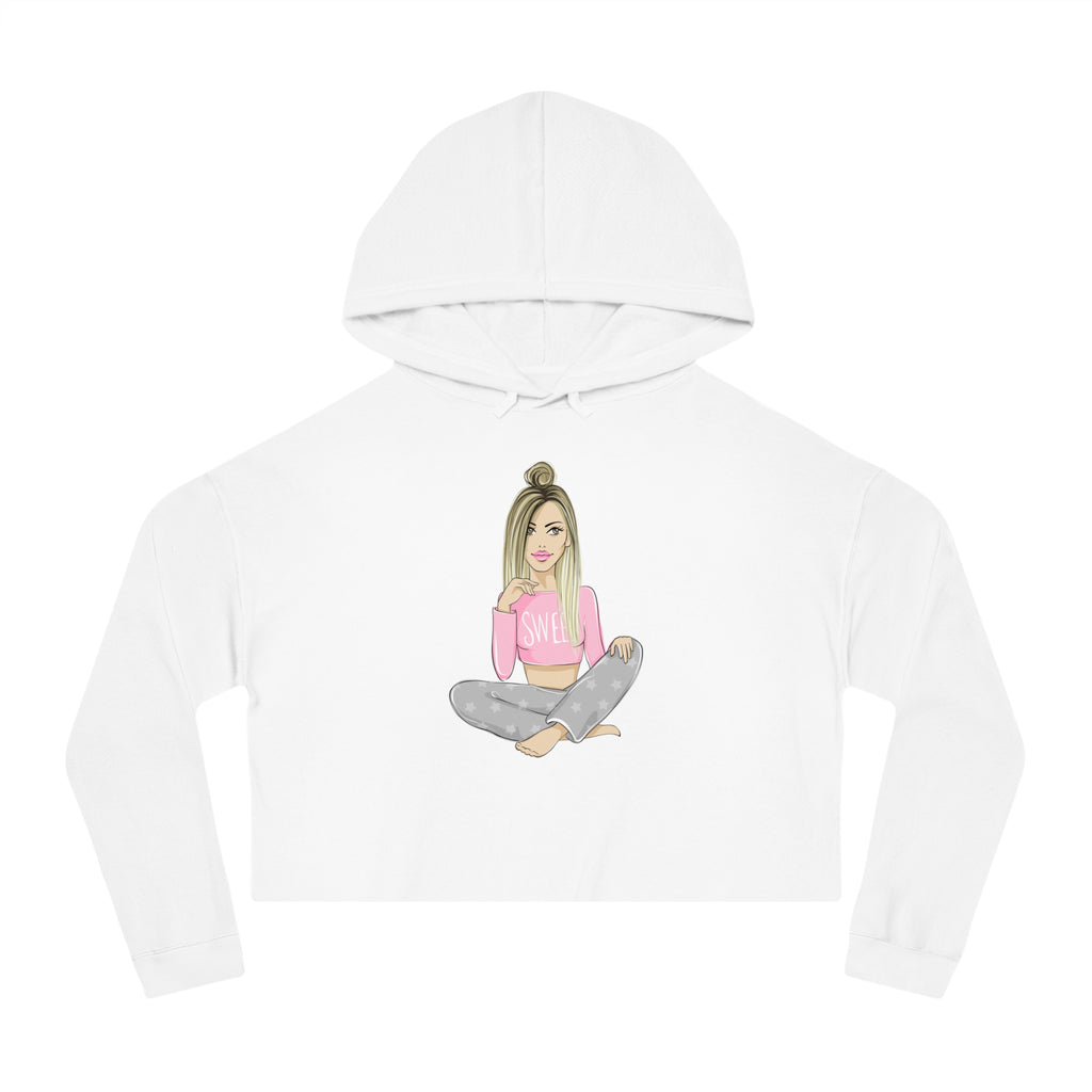 Cozy Pajama Girl Cropped Hoodie | Trendy Self-Care Hoodie for Women | Comfy Feminine Lounge Wear