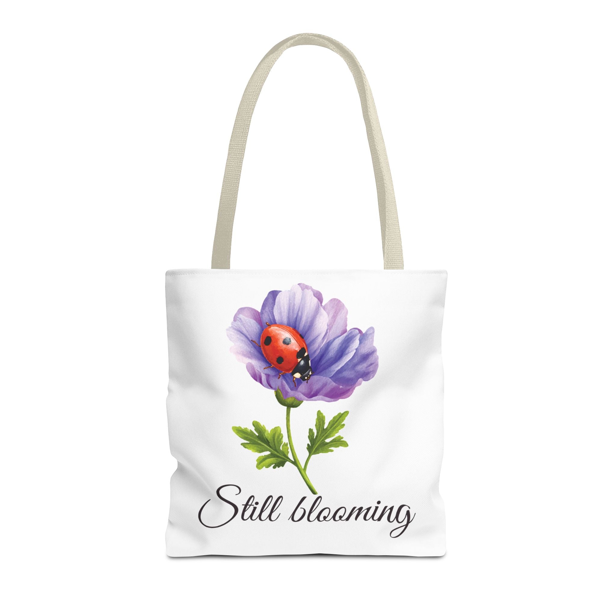 Still Blooming Tote Bag, Aesthetic Canvas Tote Bag, Cute Everyday Bag, Floral Ladybug Tote, Soft Life Gift