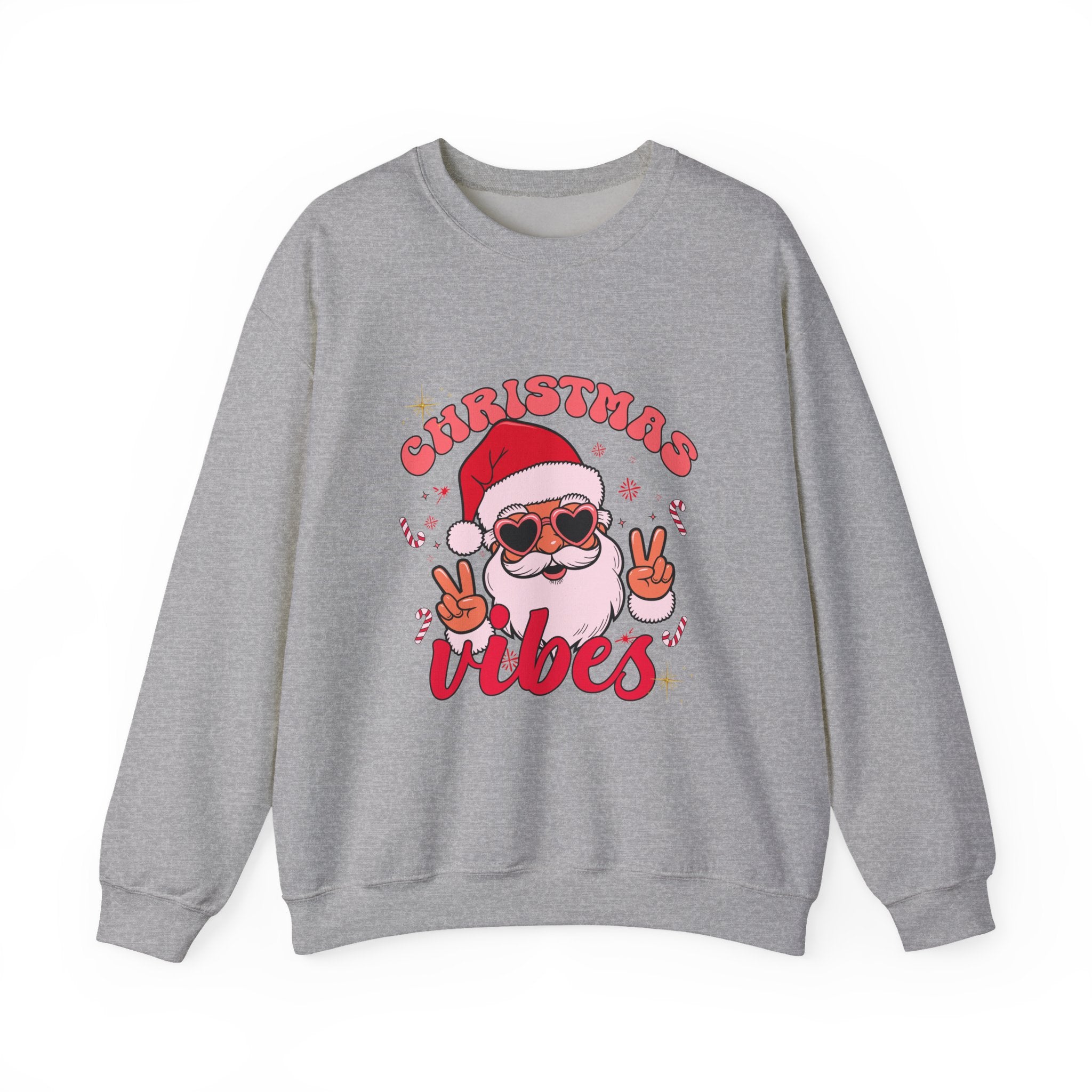 Christmas Vibes Santa Peace Sign Sweatshirt | Christmas Crewneck