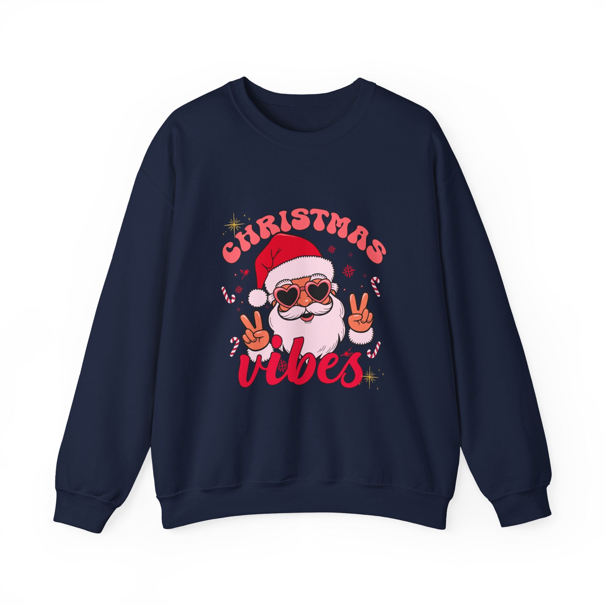 Christmas Vibes Santa Peace Sign Sweatshirt | Christmas Crewneck