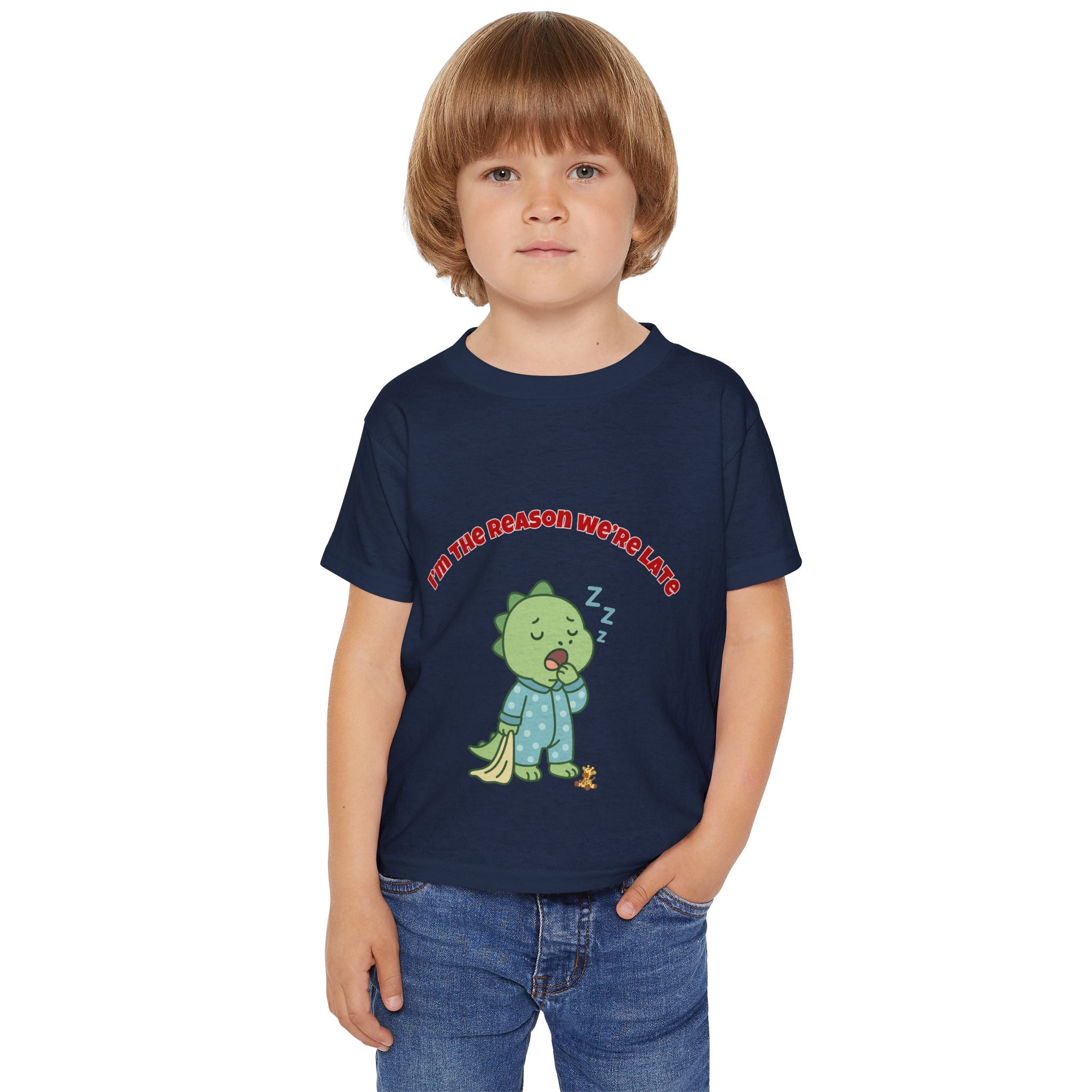 Im the Reason Were Late Cute Baby Dinosaur Toddler T Shirt Funny Sleepy Dino Kids Shirt Pajamas Theme