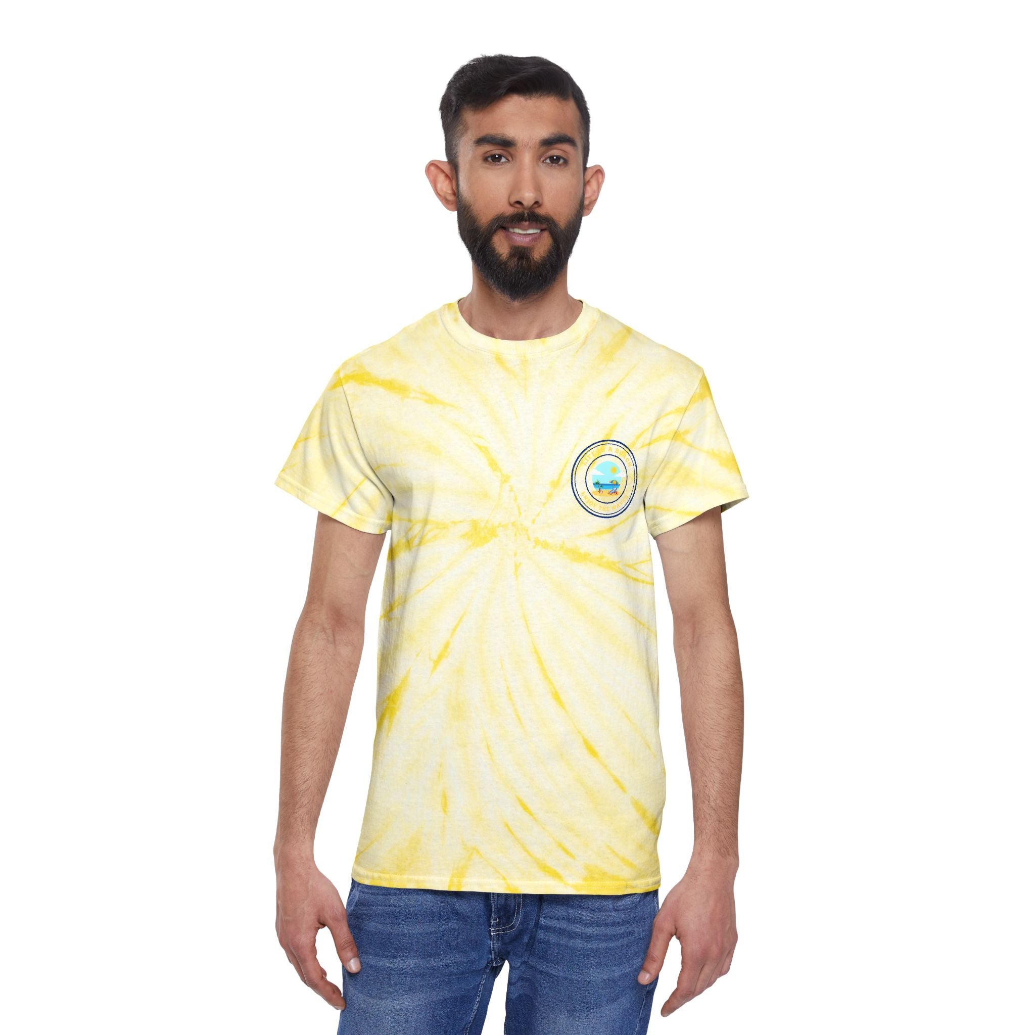 Hello Summer Tie-Dye Tee — Yellow Cyclone Graphic T-Shirt