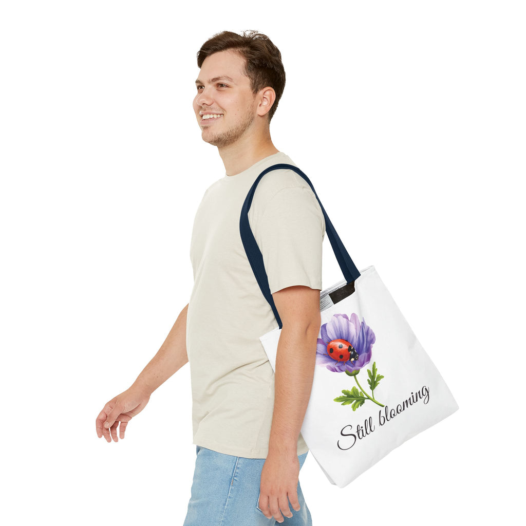 Still Blooming Tote Bag, Aesthetic Canvas Tote Bag, Cute Everyday Bag, Floral Ladybug Tote, Soft Life Gift