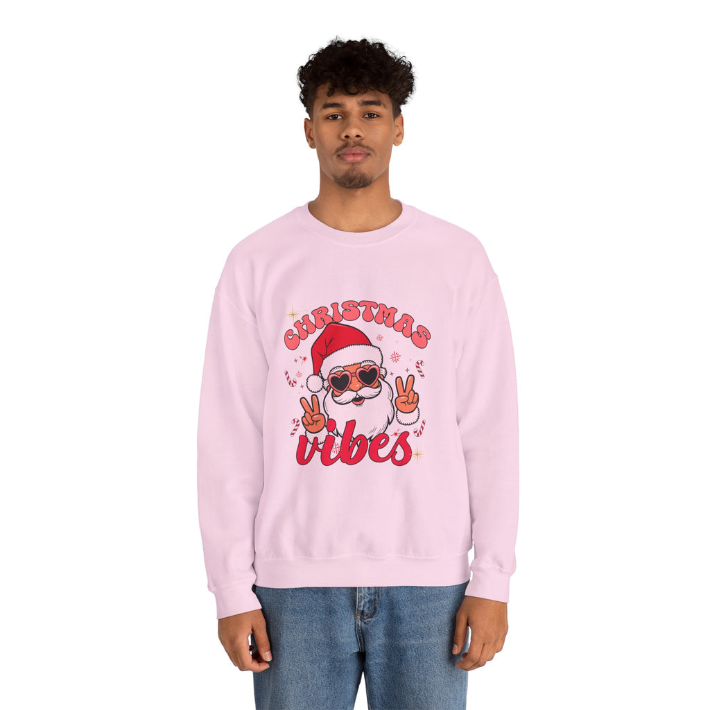 Christmas Vibes Santa Peace Sign Sweatshirt | Christmas Crewneck