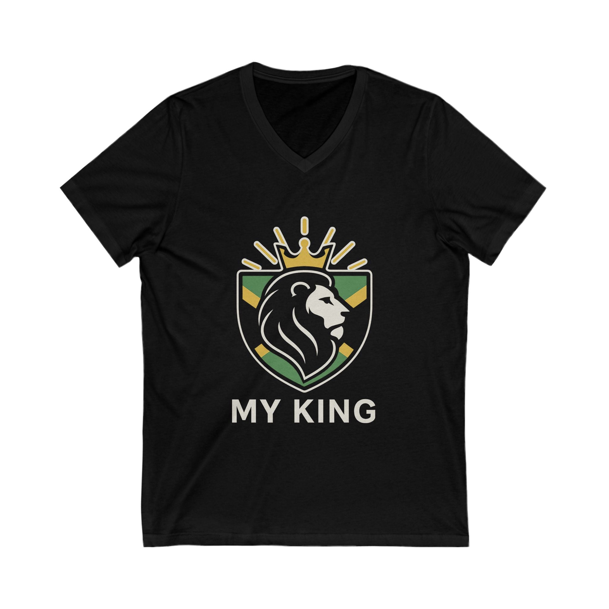 My King Unisex V-Neck Tee, Stylish Crown Lion Shirt, Gift for Him, Father's Day Shirt, Casual Wear, Birthday Gift