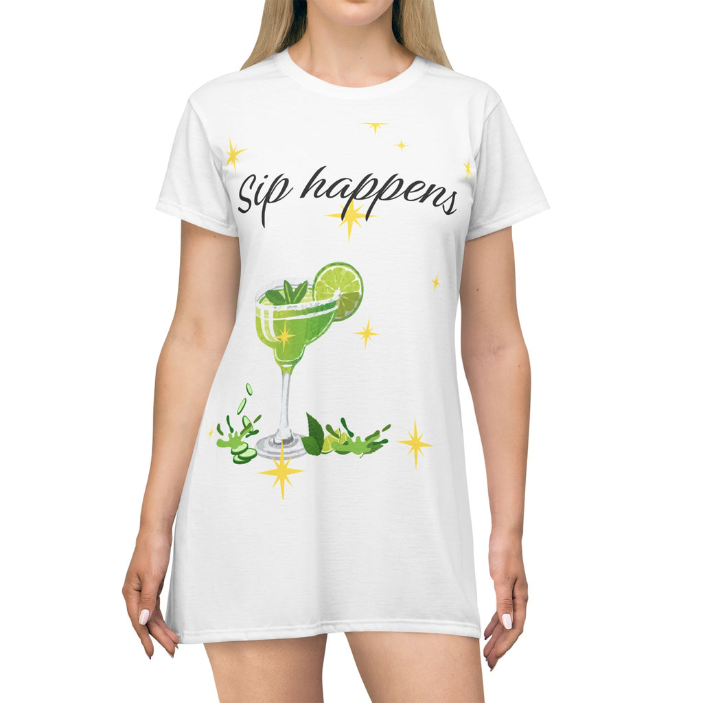 Sip Happens Funny Margarita TShirt Dress Summer Girls Trip
