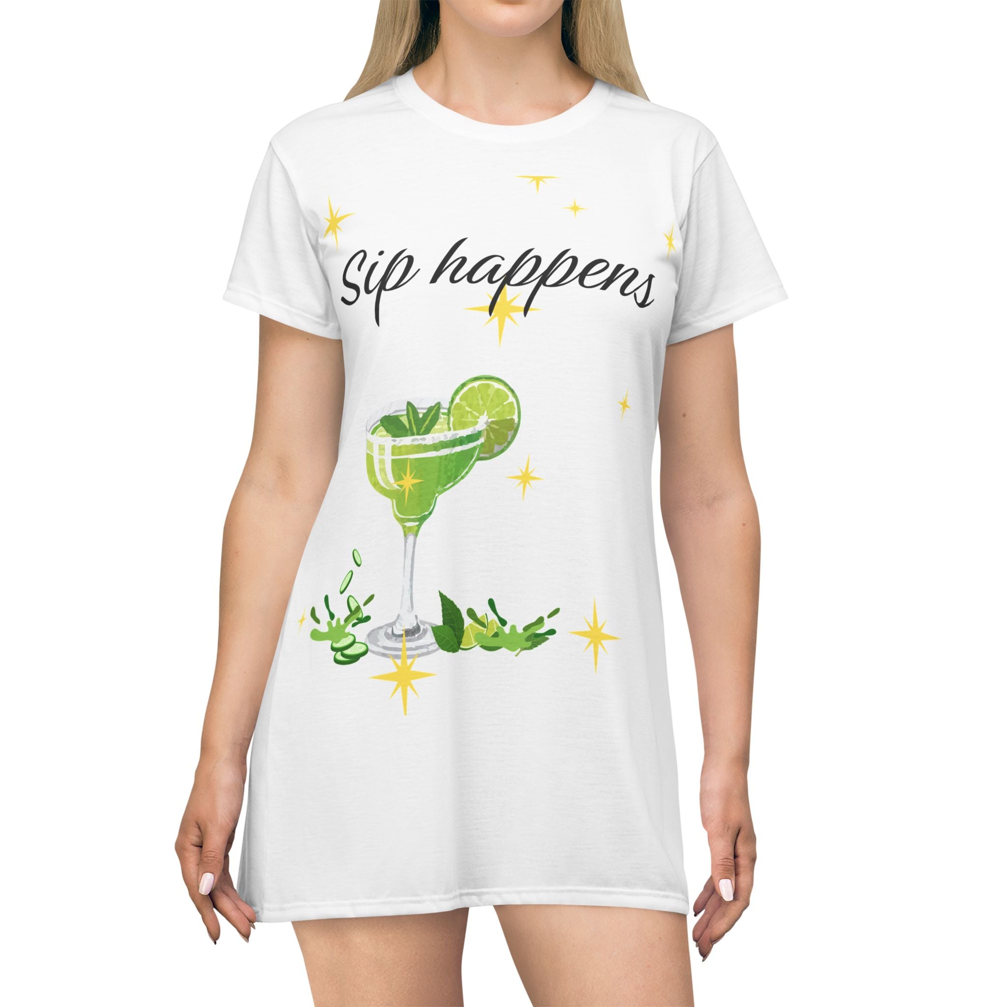 Sip Happens Funny Margarita TShirt Dress Summer Girls Trip