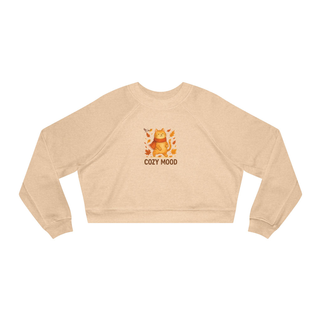 Cat Lover Cropped Fleece Pullover – Women’s Cozy Sweatshirt for Fall Fashion & Gifts